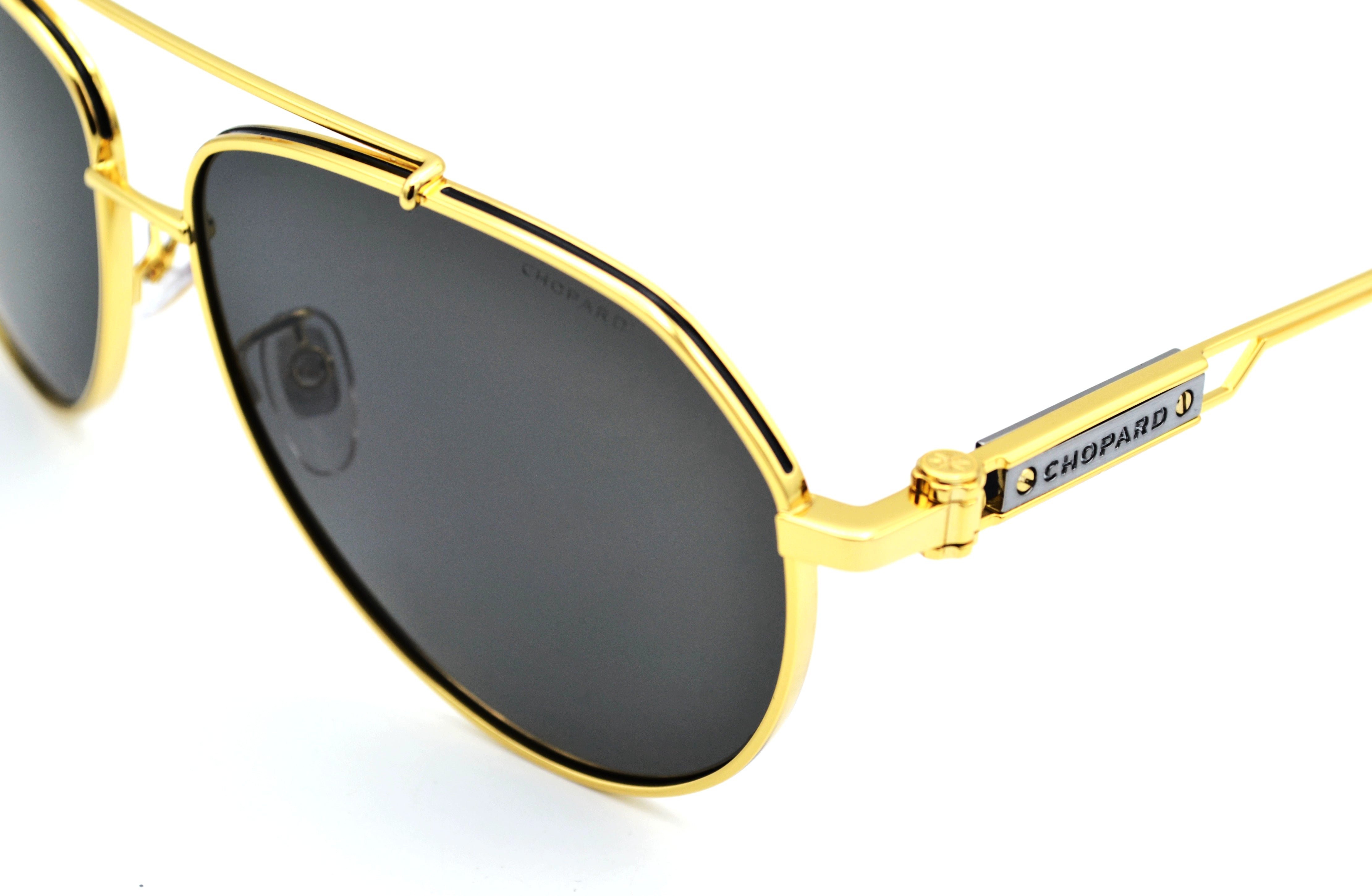 Gafas de sol Chopard SCHG63 400P Diseño de aviador dorado y plateado