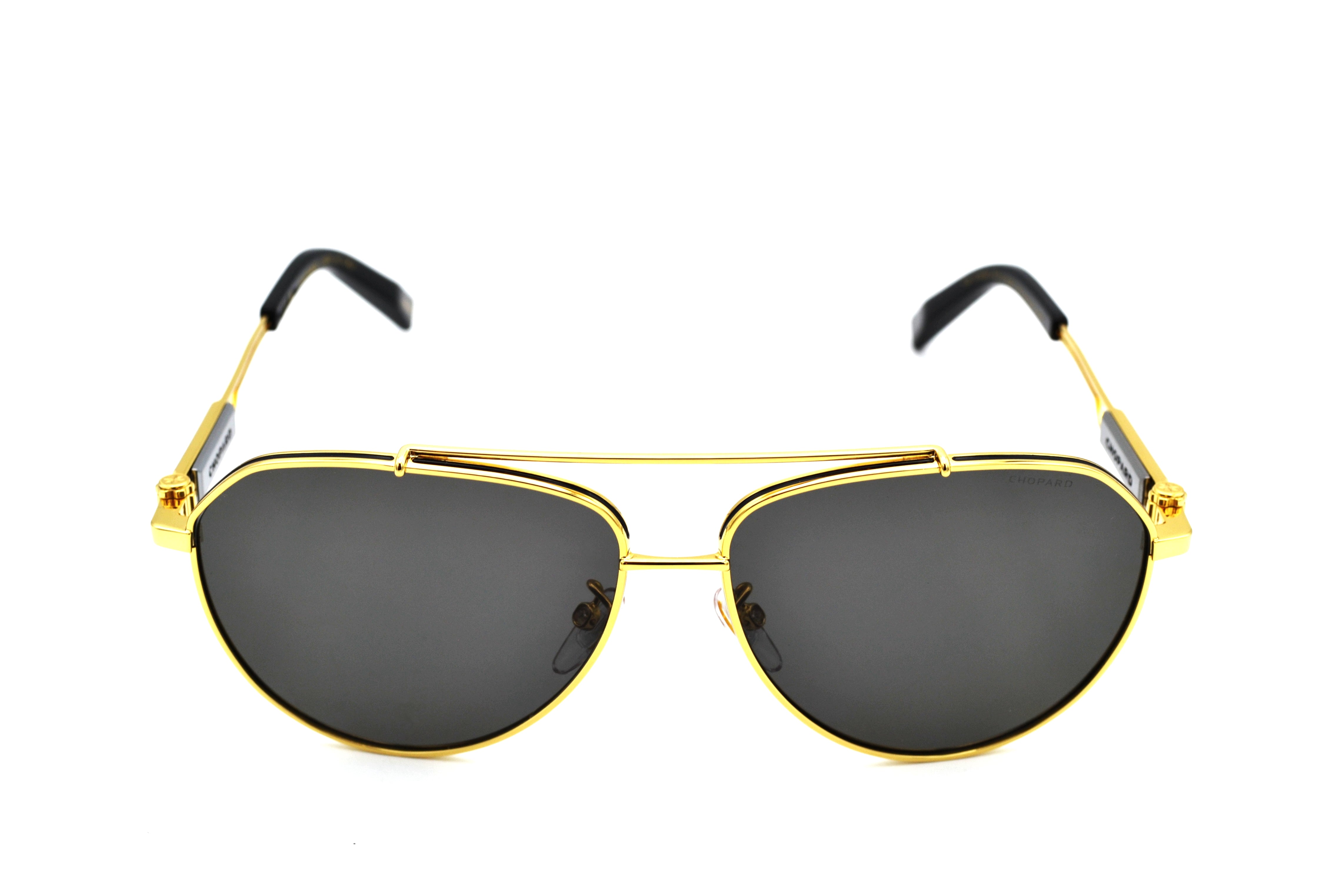 Gafas de sol Chopard SCHG63 400P Diseño de aviador dorado y plateado