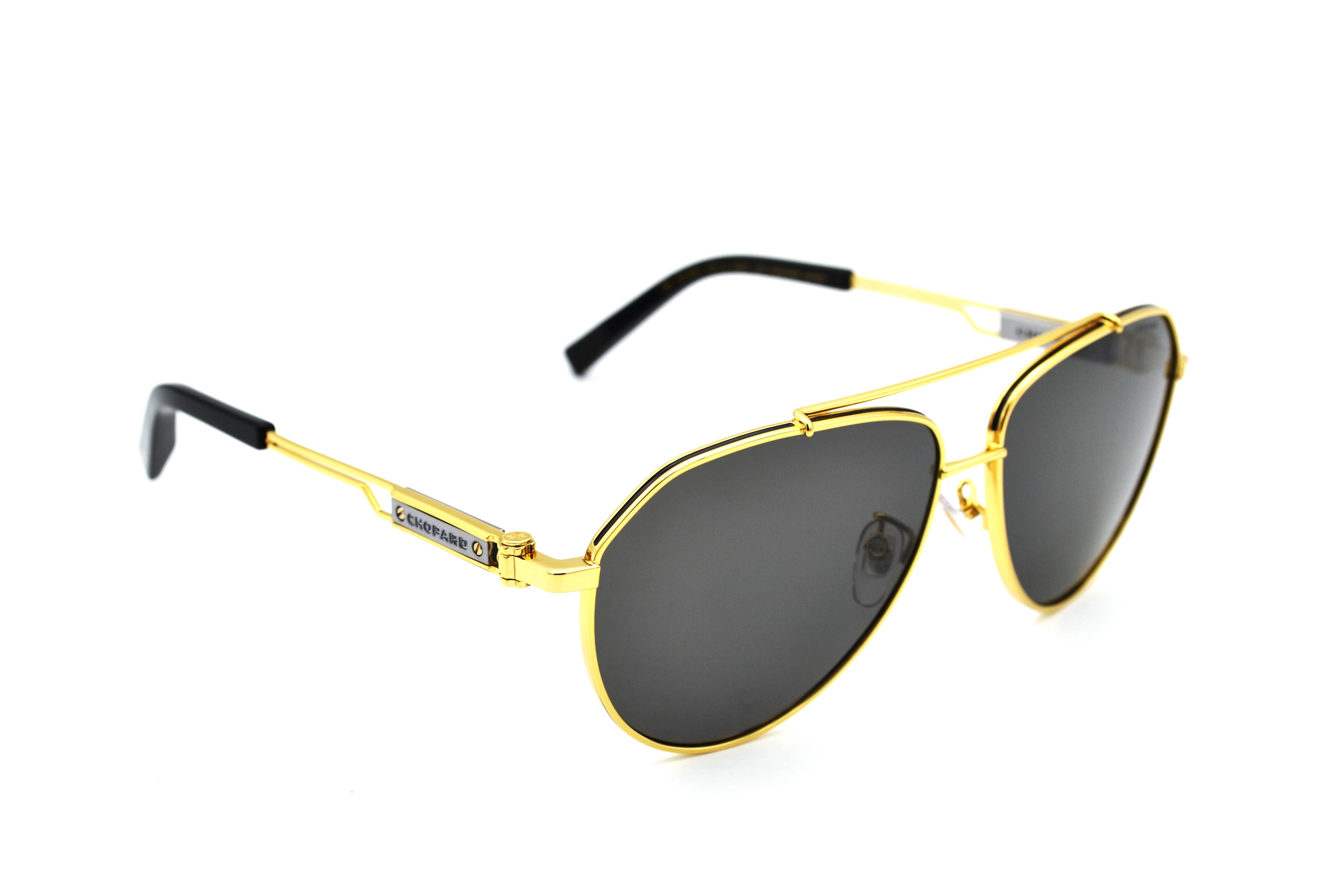 Gafas de sol Chopard SCHG63 400P Diseño de aviador dorado y plateado