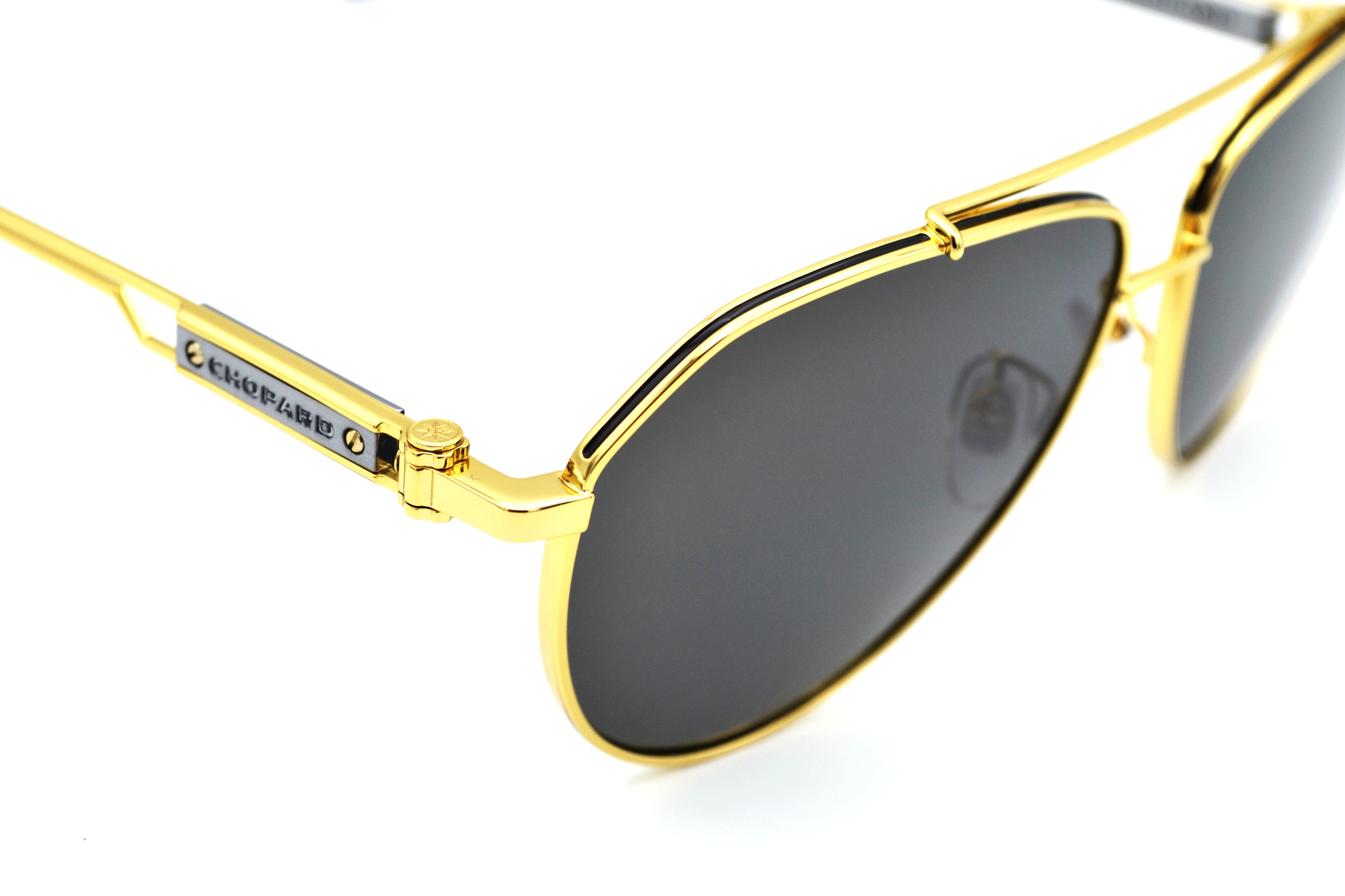 Gafas de sol Chopard SCHG63 400P Diseño de aviador dorado y plateado