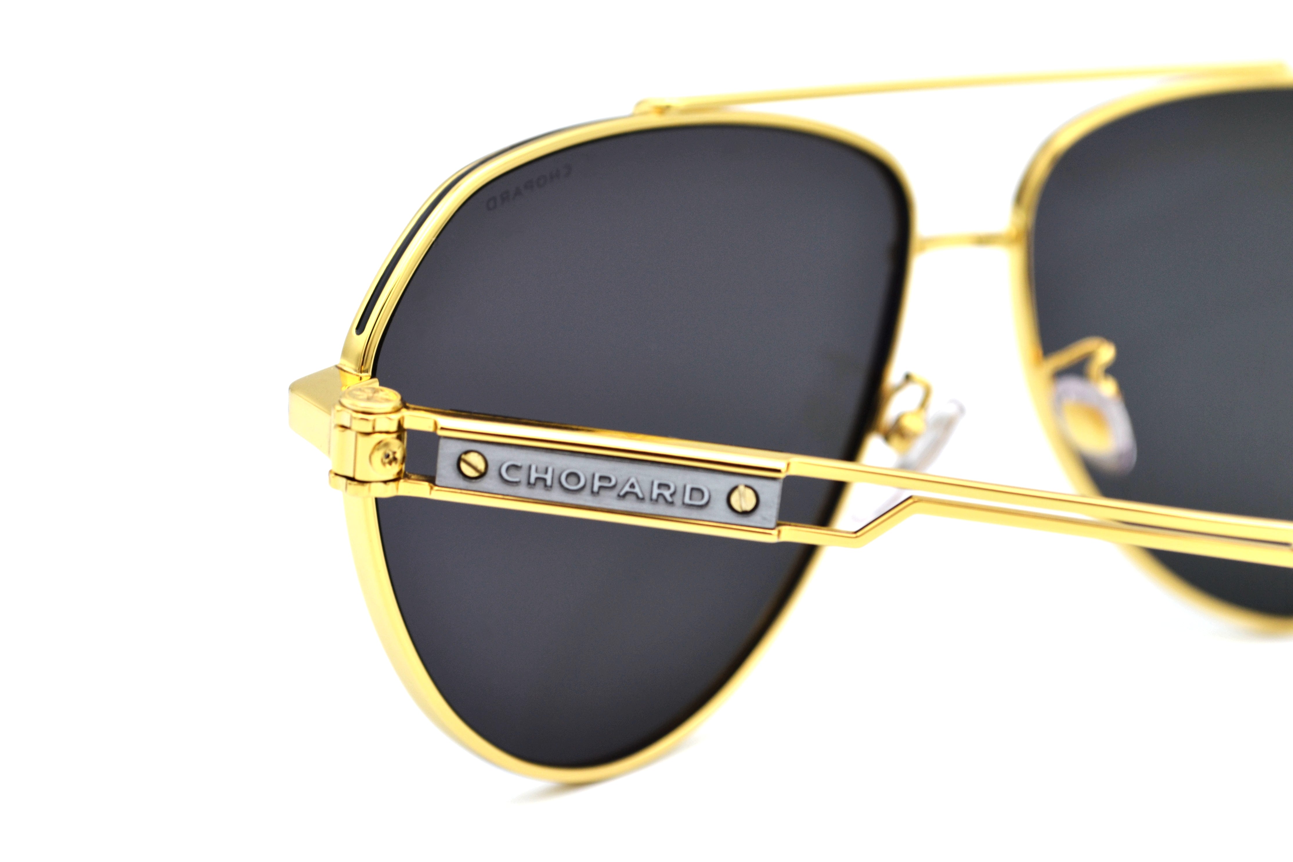 Gafas de sol Chopard SCHG63 400P Diseño de aviador dorado y plateado