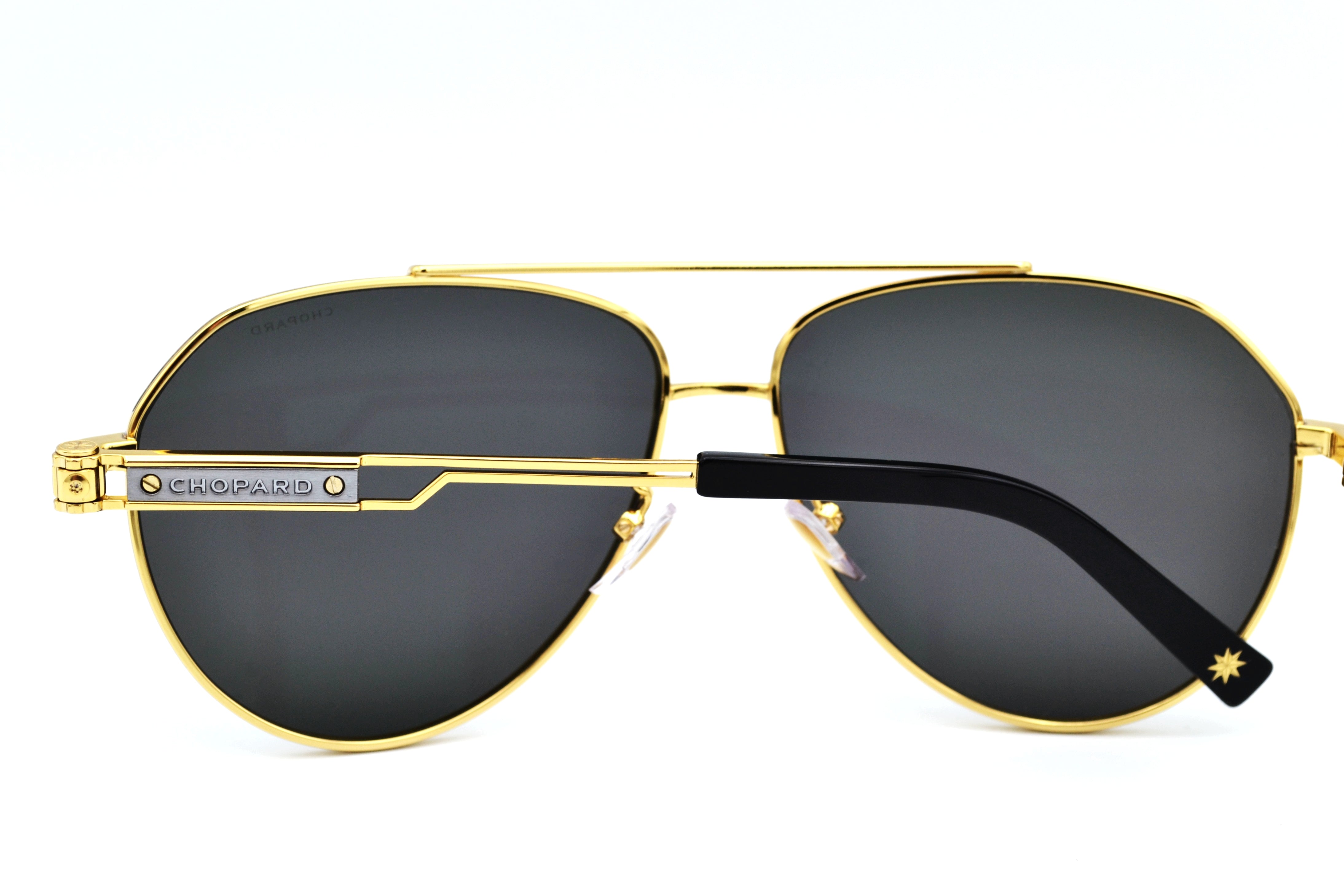 Gafas de sol Chopard SCHG63 400P Diseño de aviador dorado y plateado