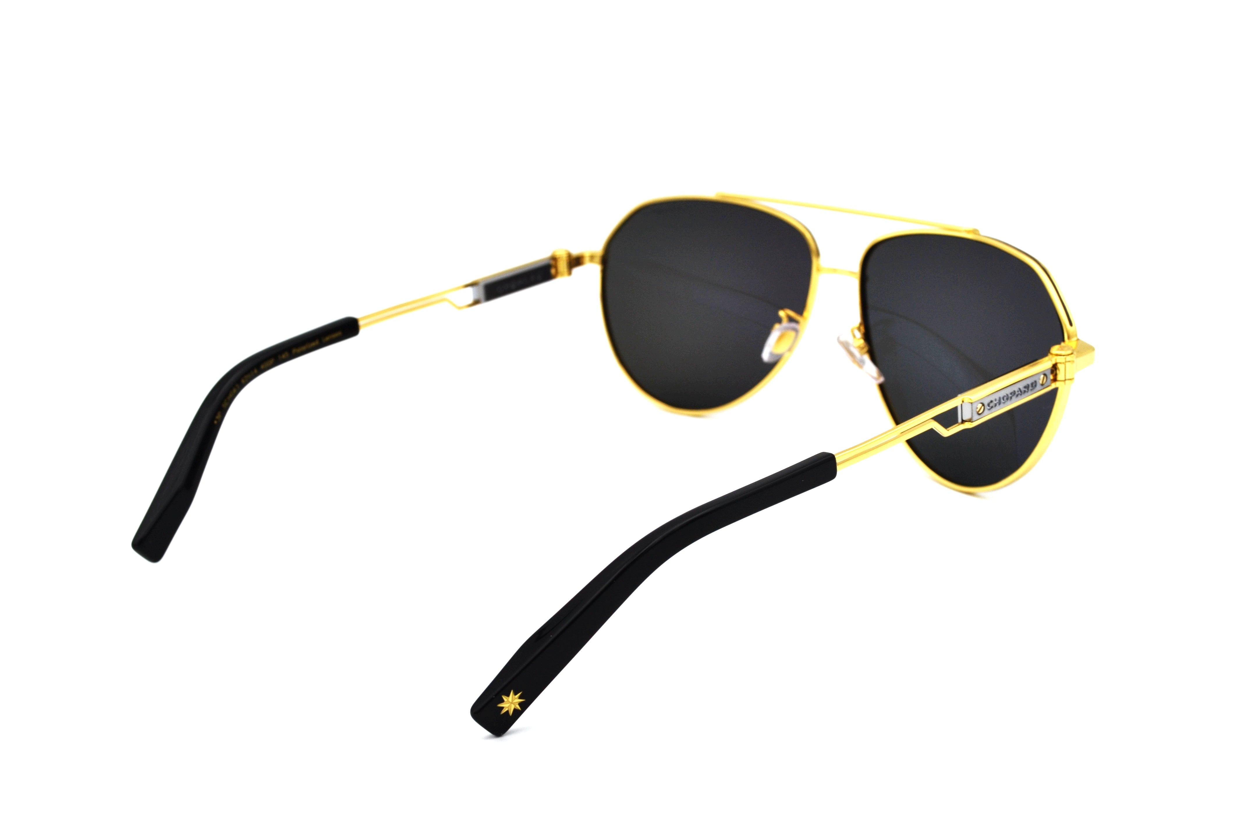 Gafas de sol Chopard SCHG63 400P Diseño de aviador dorado y plateado
