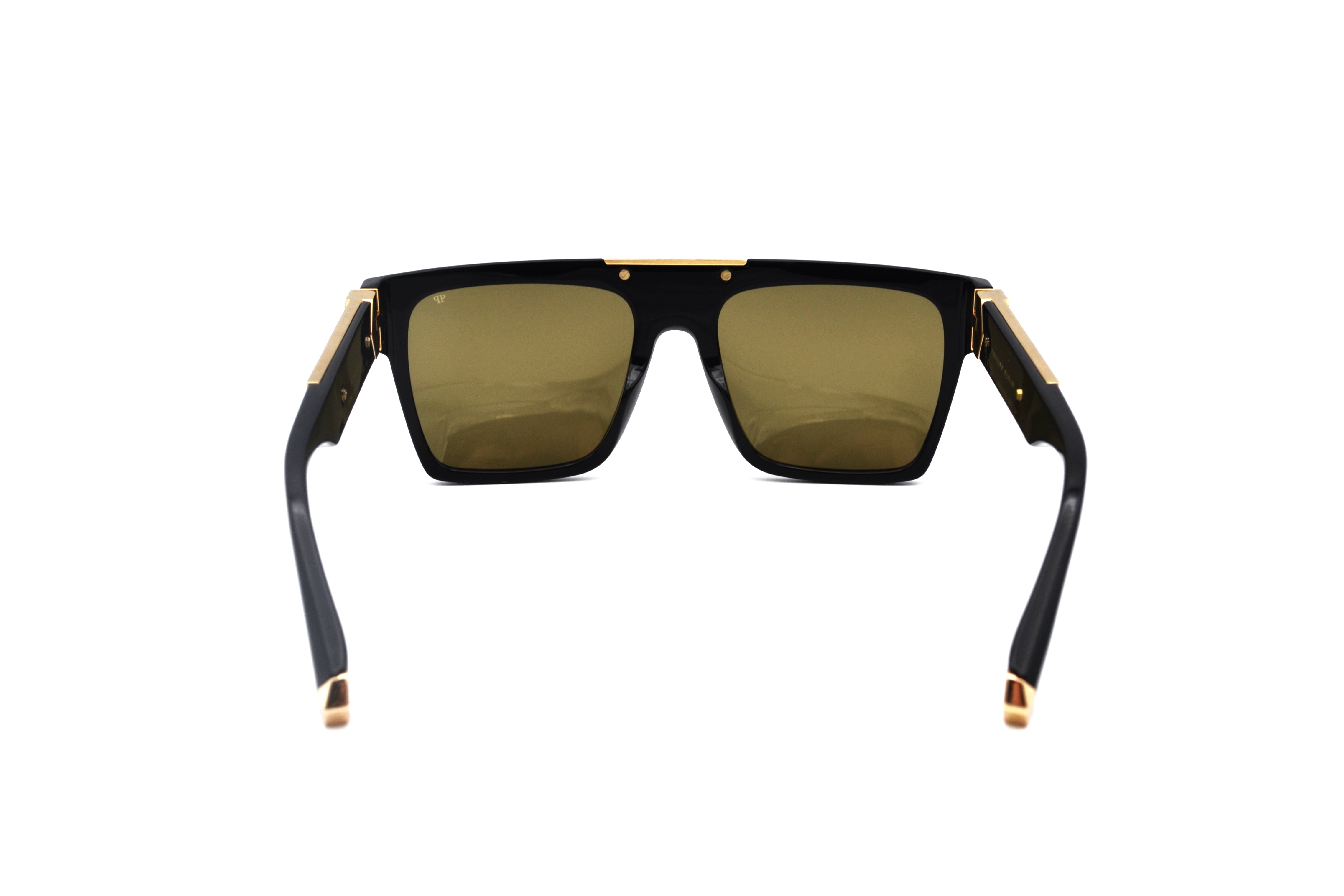 Gafas de sol Philipp Plein - 23K Gold Plated - Plein Badge SPP080 700G Diseño de acetato y chapado en oro para hombre
