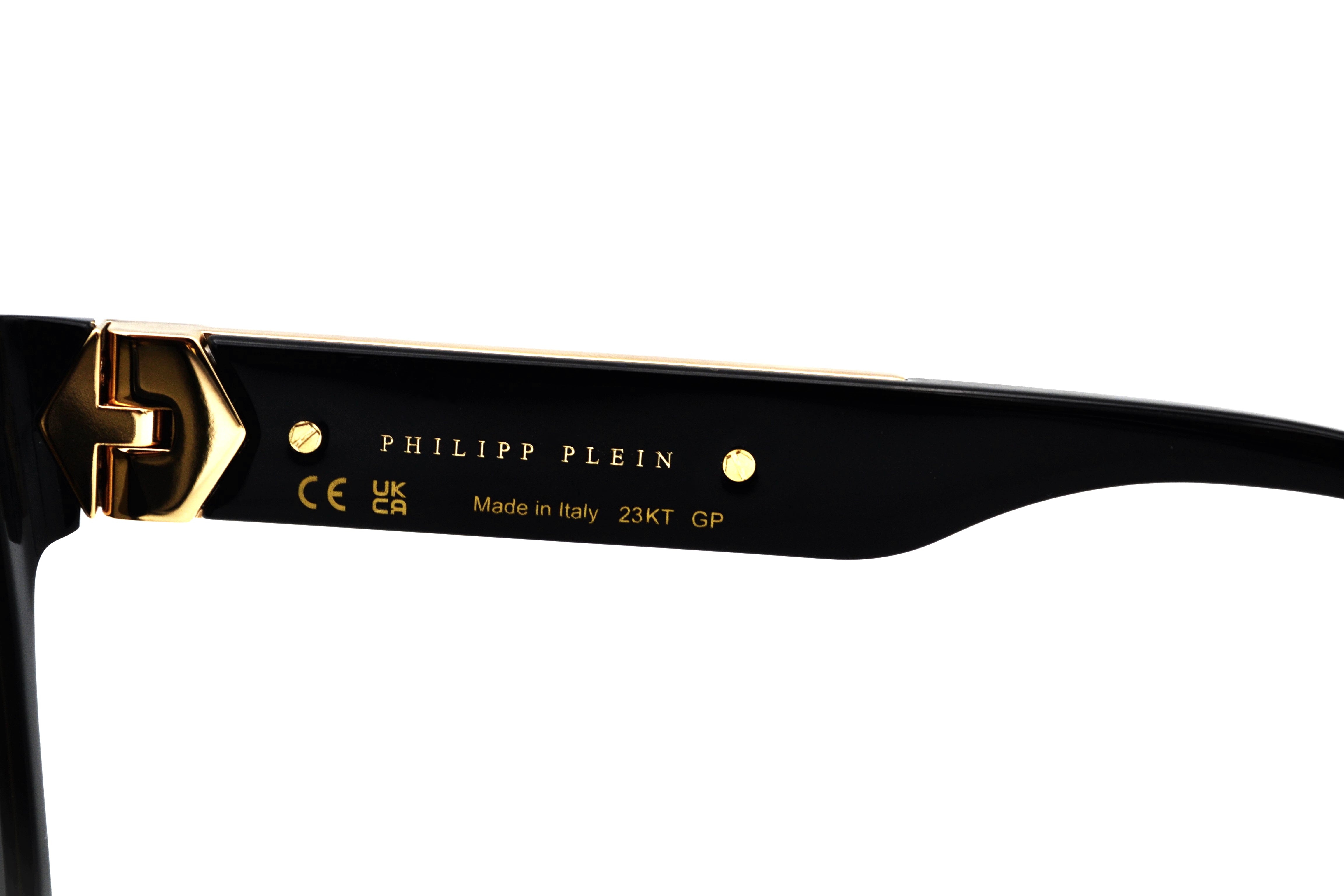 Gafas de sol Philipp Plein - 23K Gold Plated - Plein Badge SPP080 700G Diseño de acetato y chapado en oro para hombre