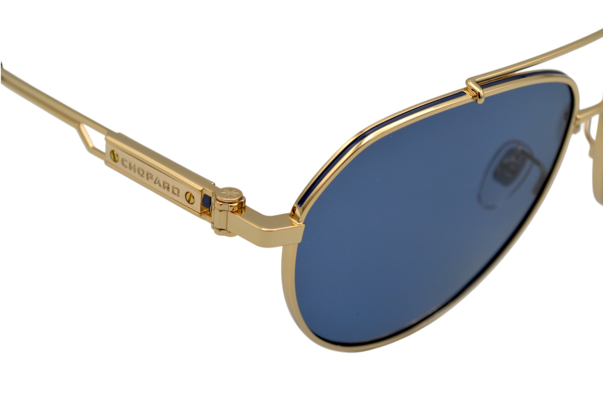 Gafas de sol Chopard SCHG63 400P Diseño de aviador dorado y plateado