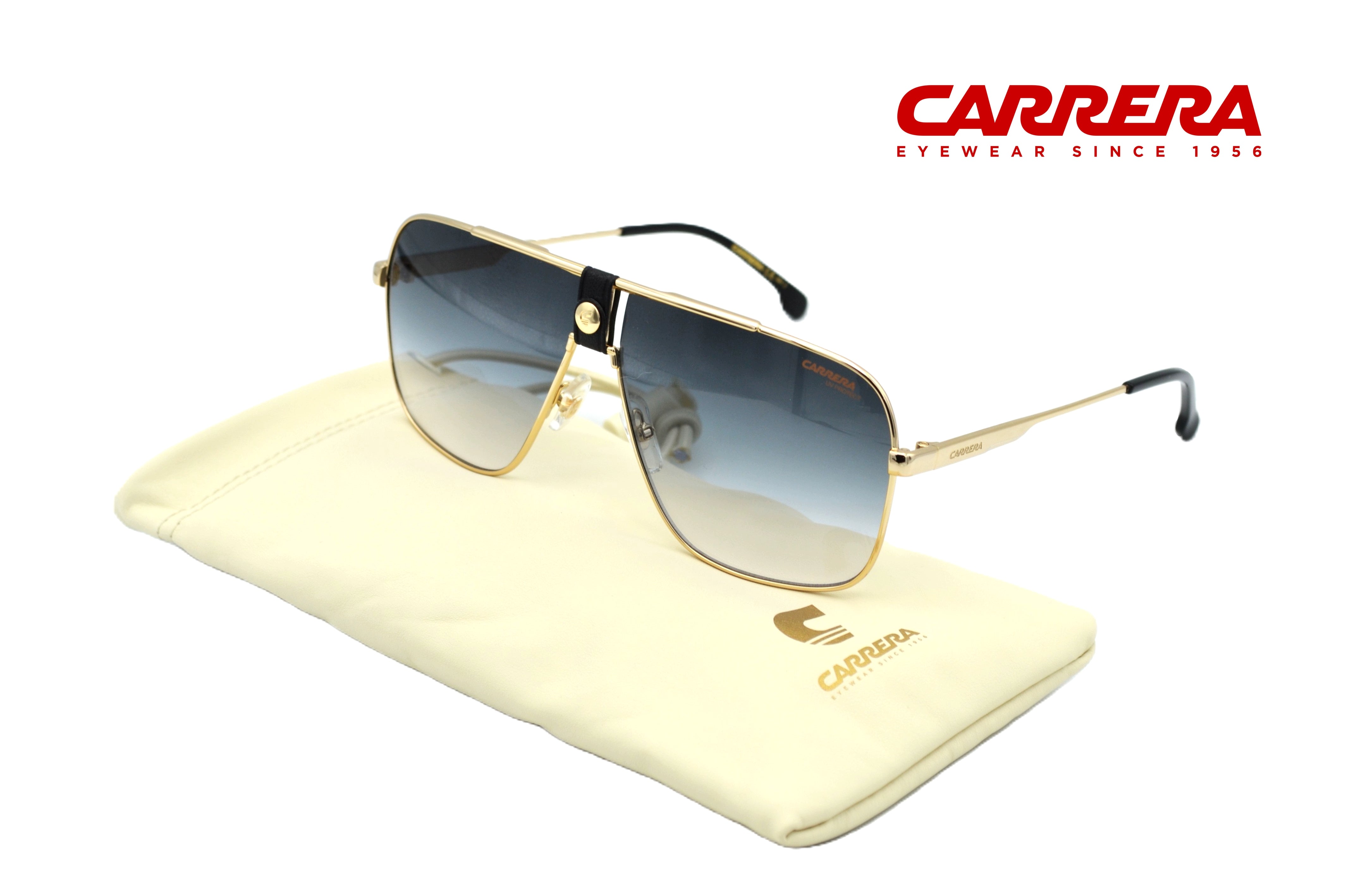 CARRERA men's sunglasses, rectangular leather and gold metal 1018S 2M29K
