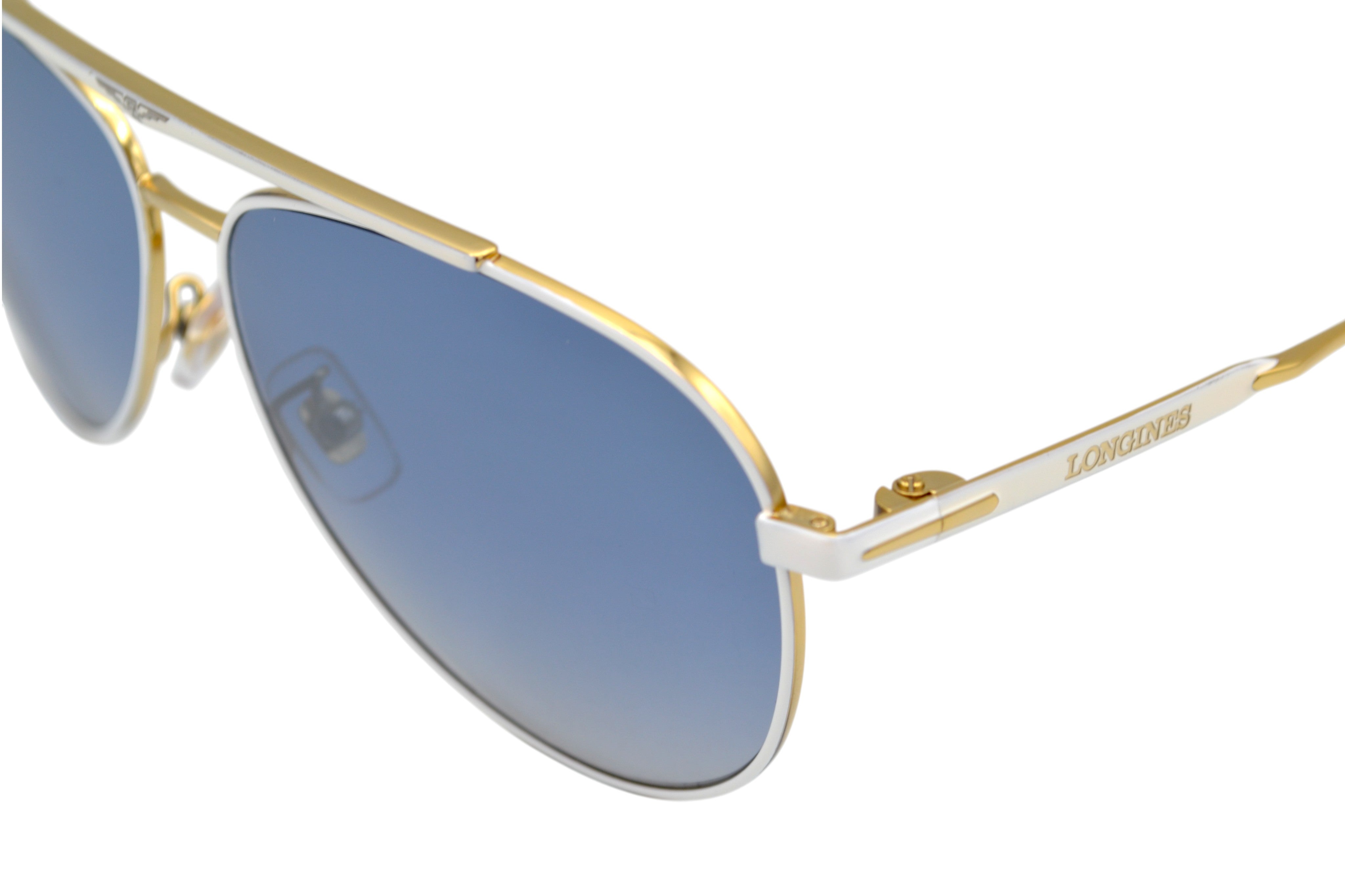 Gafas de sol Longines - LG0005H 30X Diseño clásico de Aviador, metal blanco para hombre