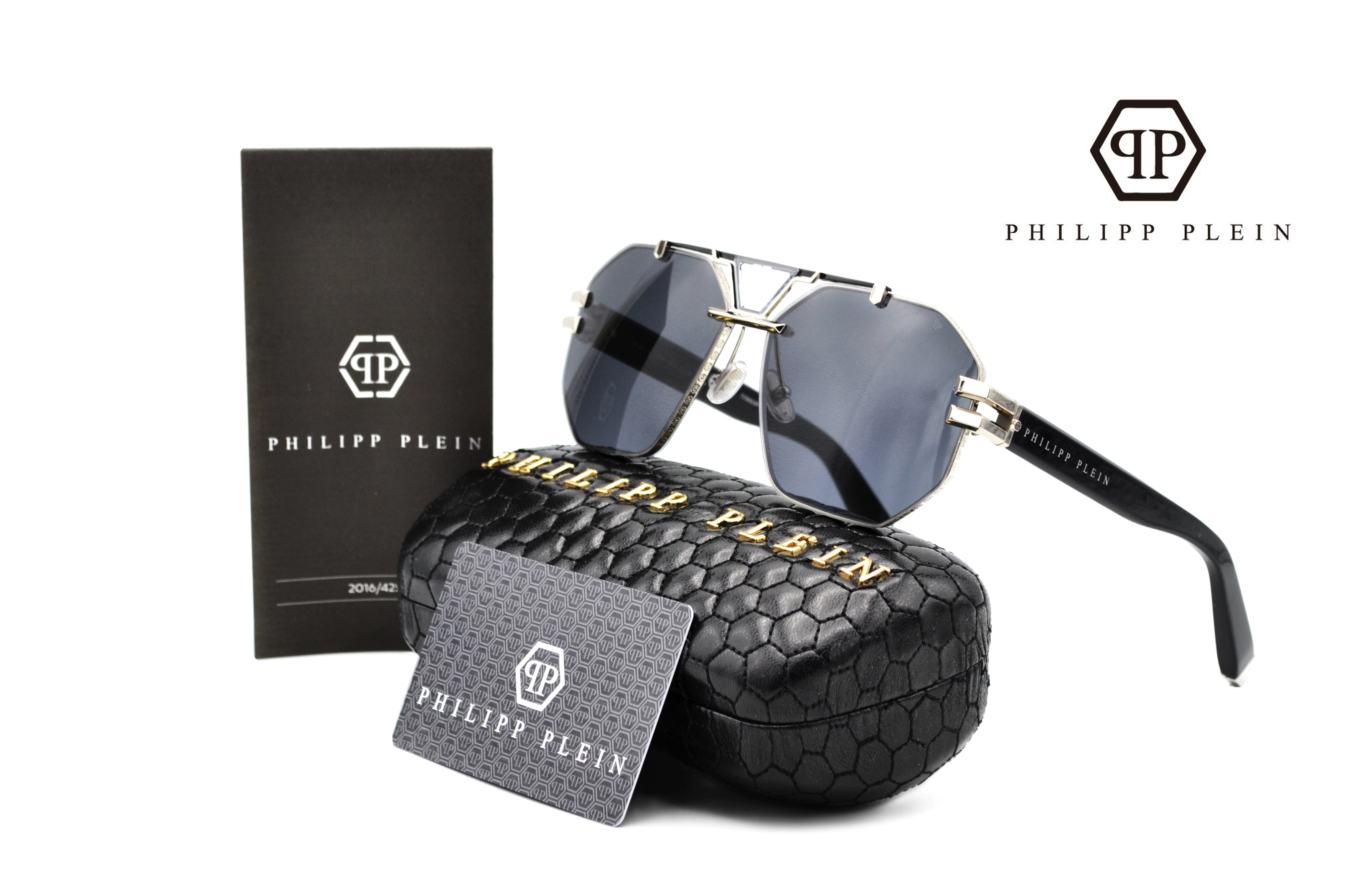 Gafas de sol Philipp Plein - Plein ICON Diseño de metal plateado para hombre