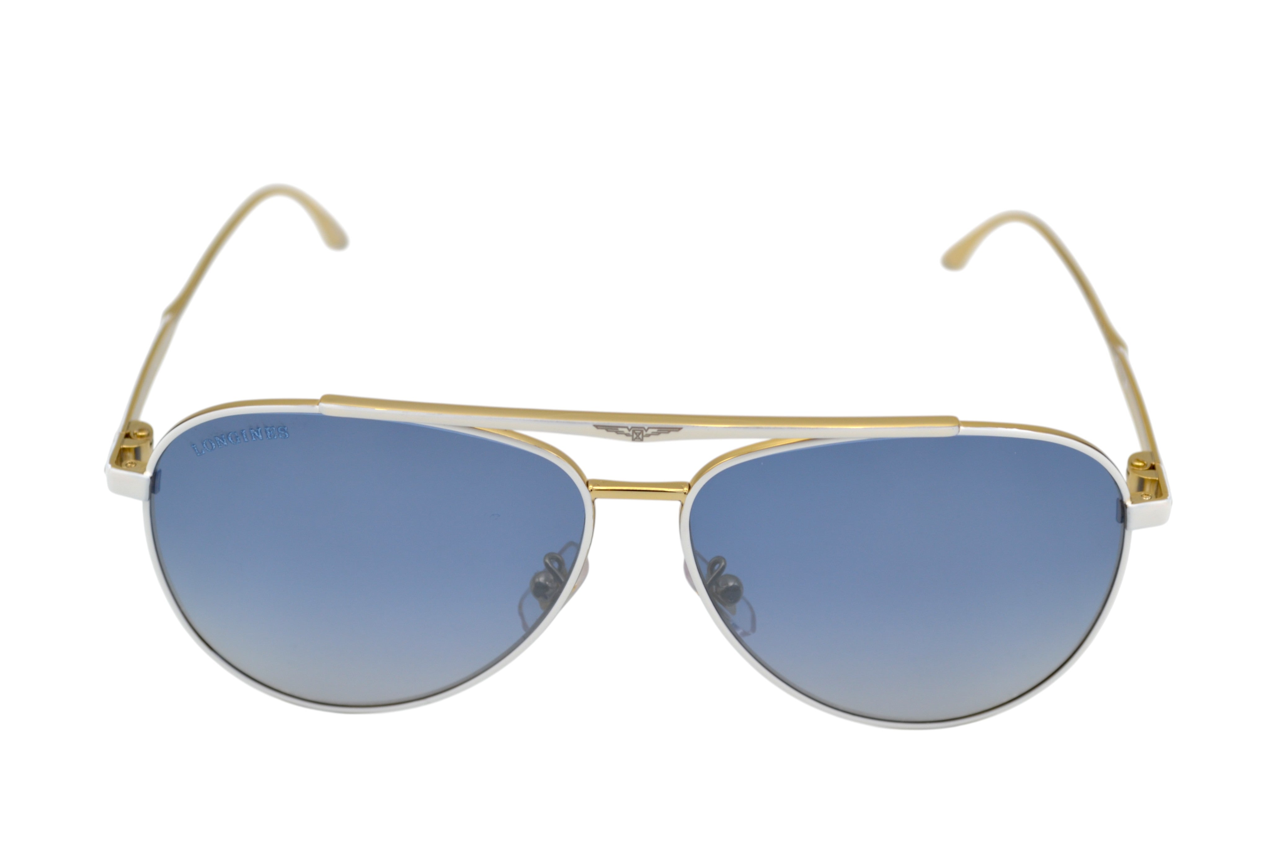 Gafas de sol Longines - LG0005H 30X Diseño clásico de Aviador, metal blanco para hombre