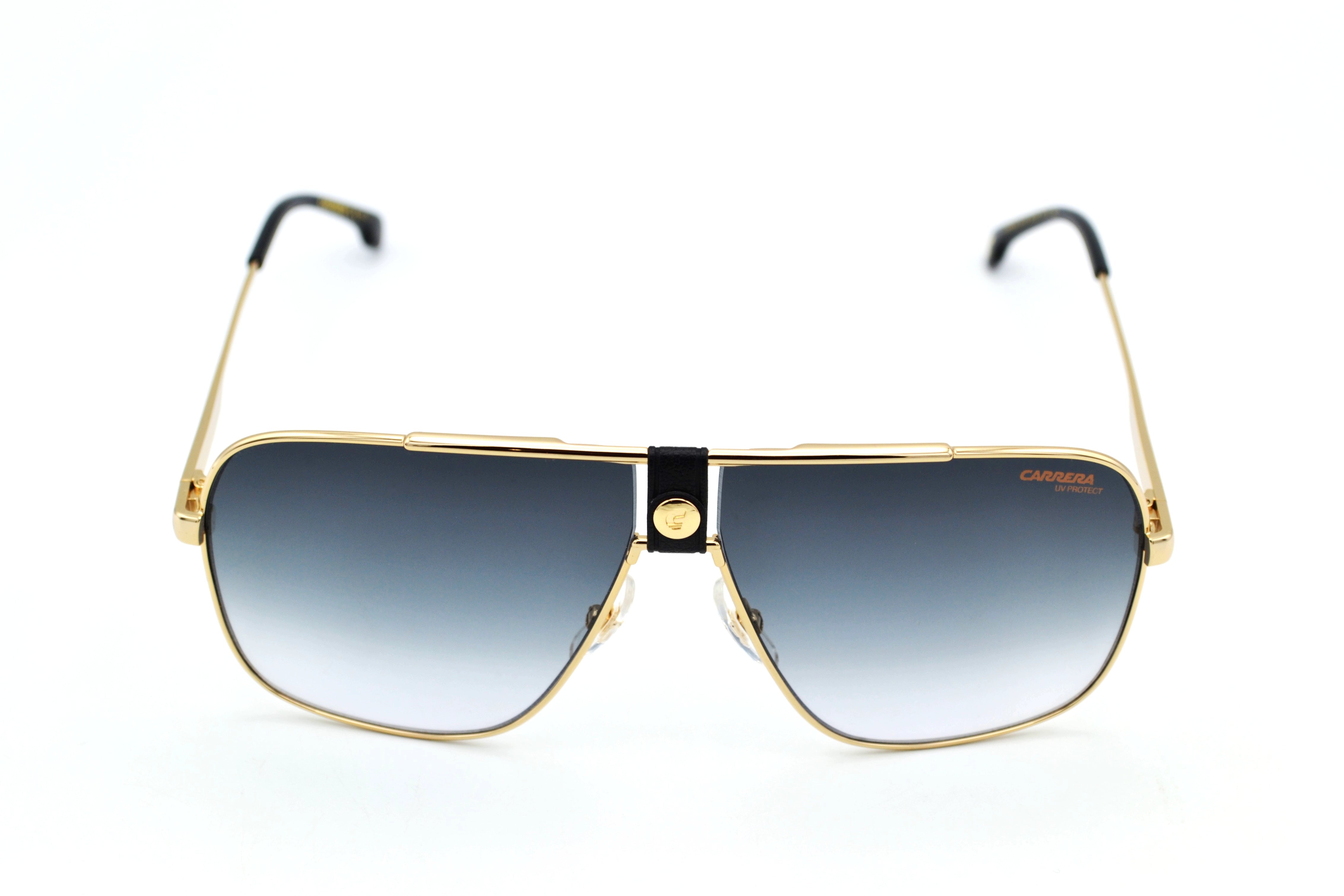 CARRERA men's sunglasses, rectangular leather and gold metal 1018S 2M29K