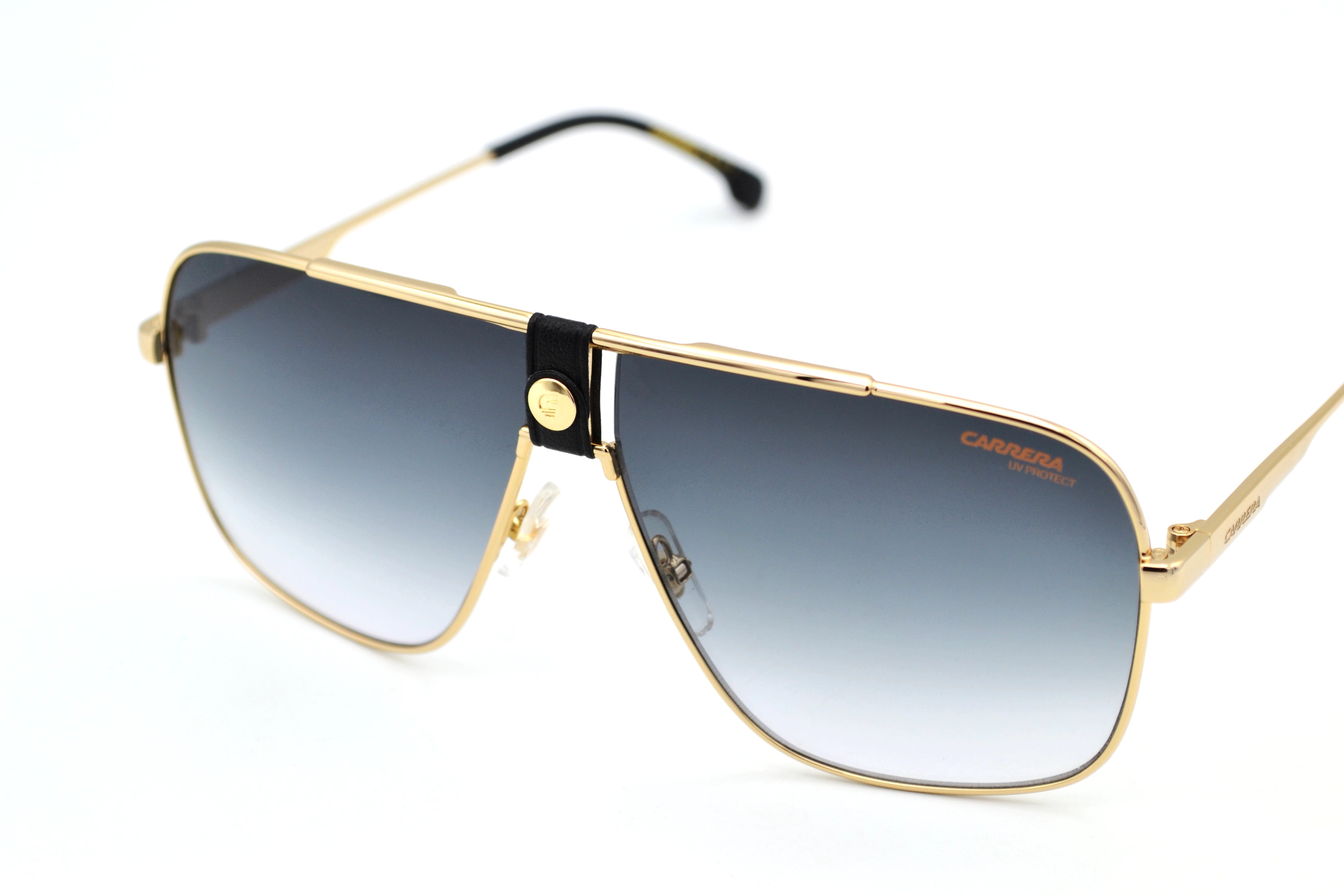 CARRERA men's sunglasses, rectangular leather and gold metal 1018S 2M29K