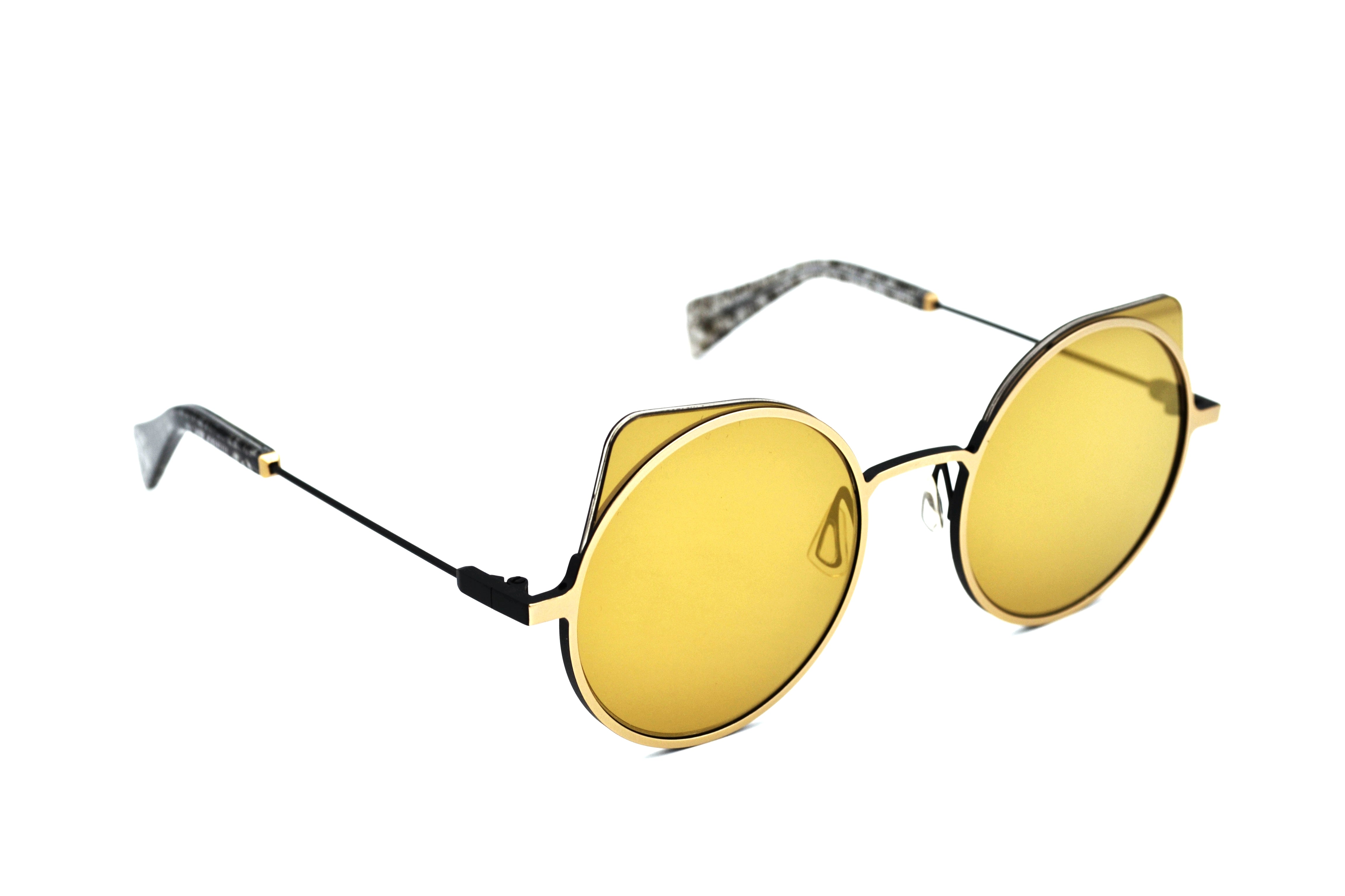Gafas de sol Yohji Yamamoto YY7030 479 Diseño de acetato y metal dorado Unisex