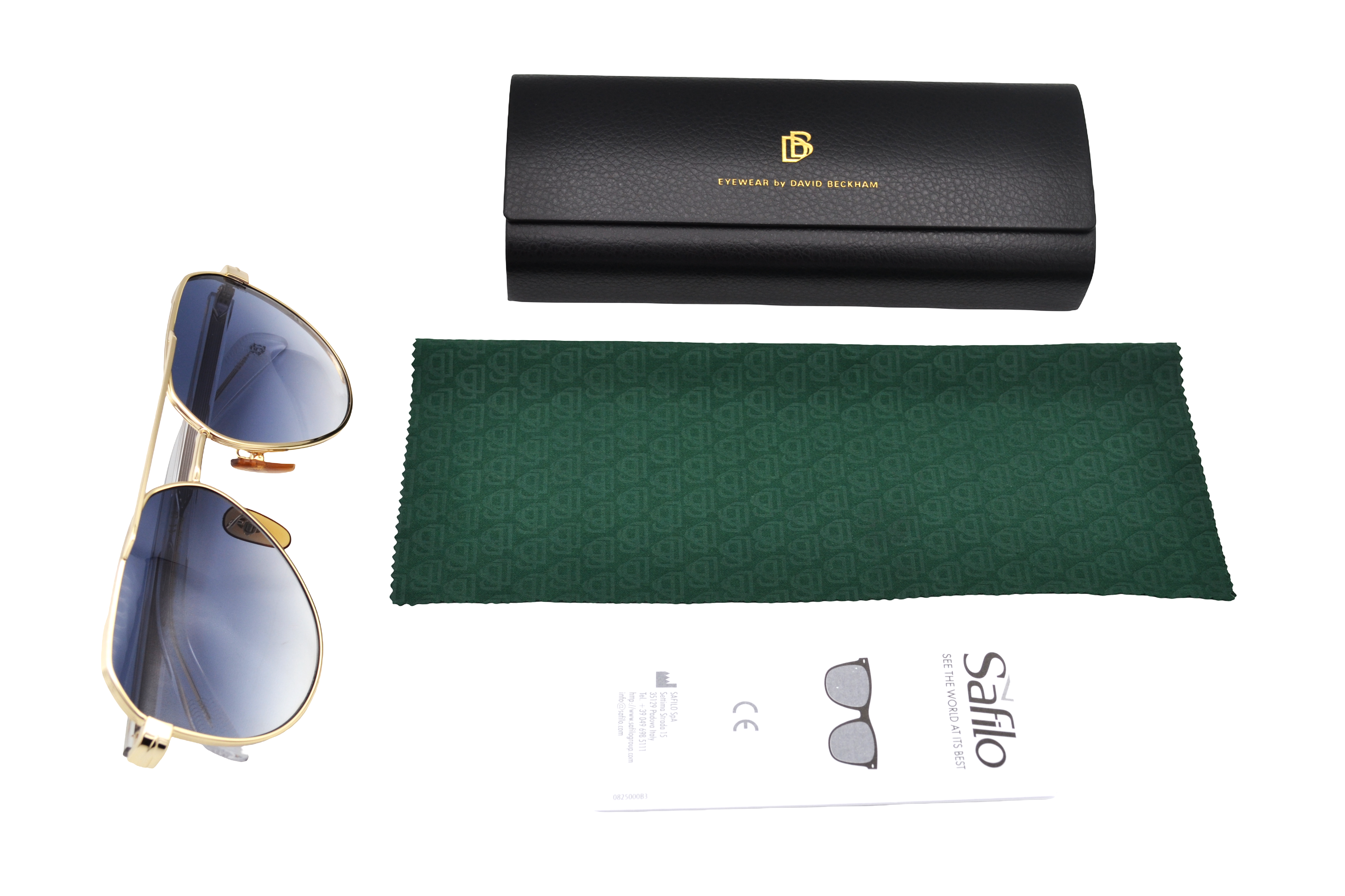 Gafas de sol David Beckham DB1121 - Diseño de aviador de metal dorado para hombre