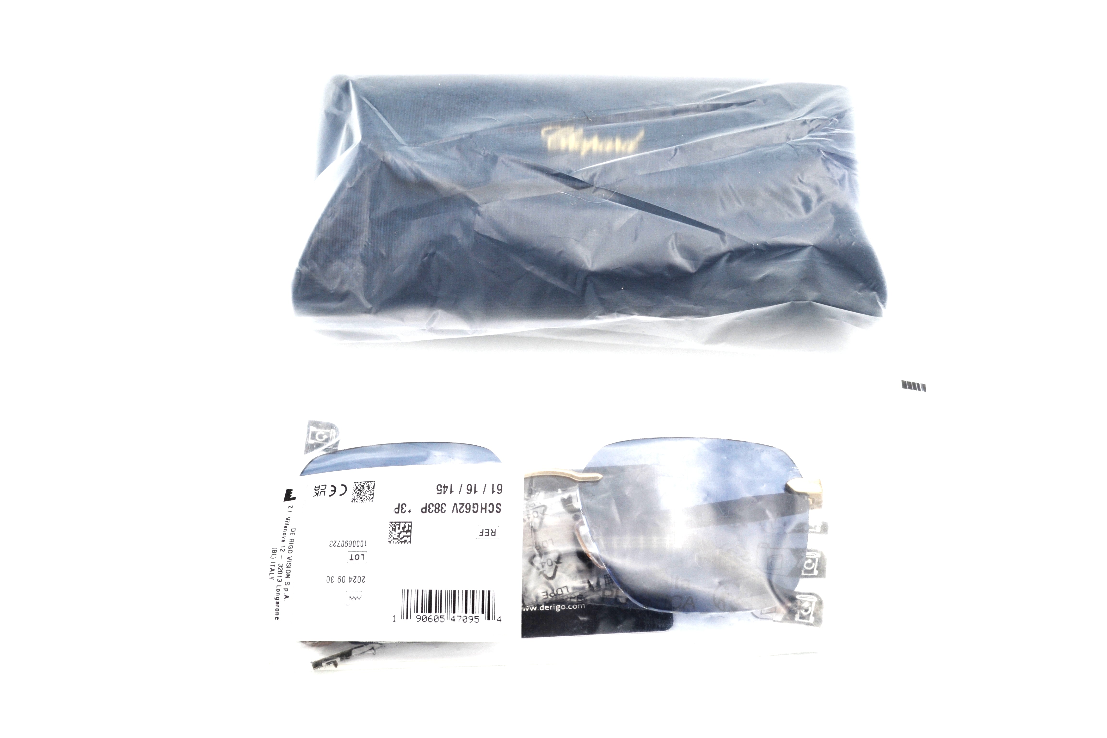 Gafas de sol Chopard SCHG62V 383P Diseño rectangular de madera y metal, lentes azules