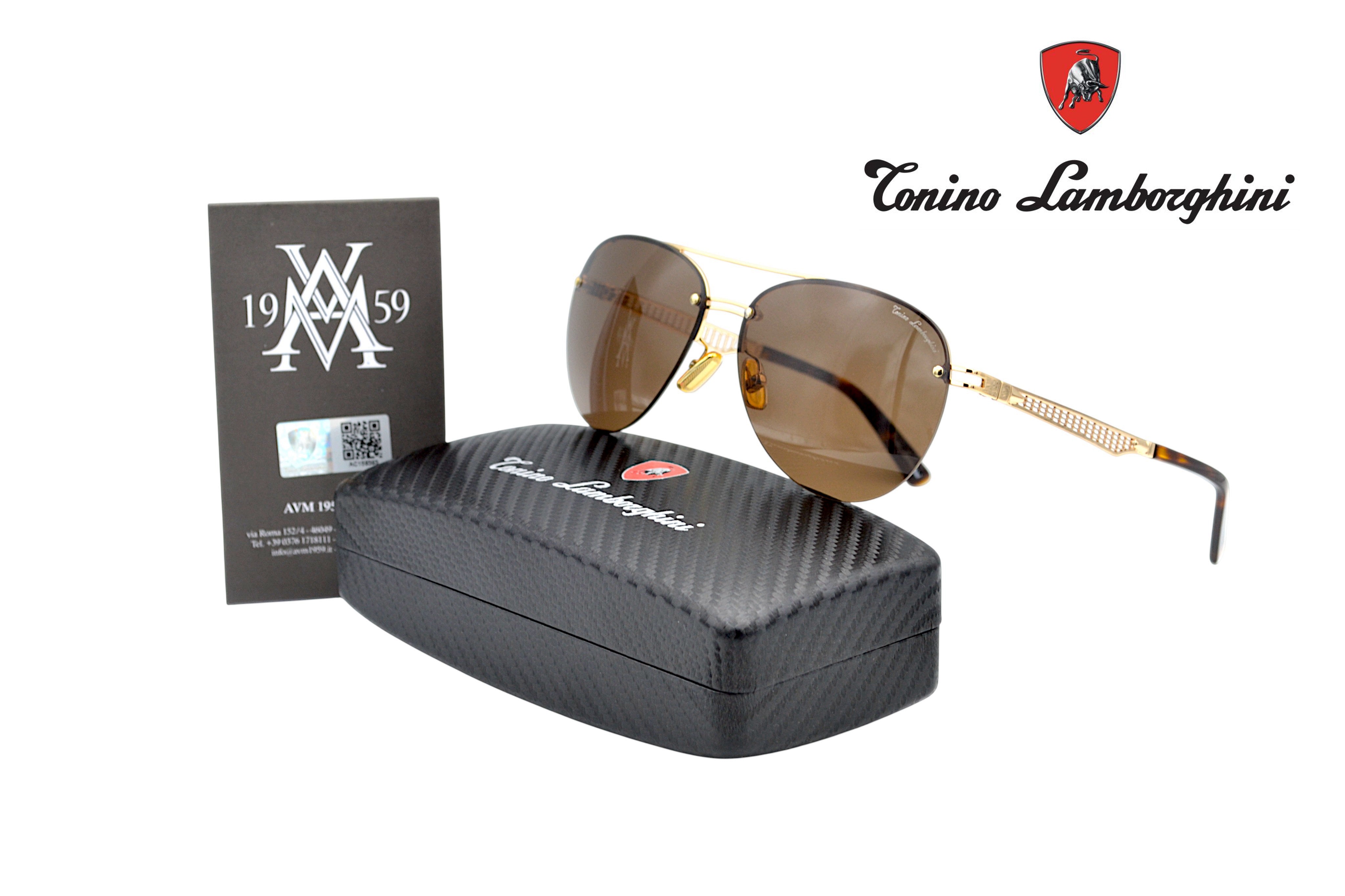 Gafas de sol Tonino Lamborghini TL603S02A Metal dorado, Lentes de color marrón