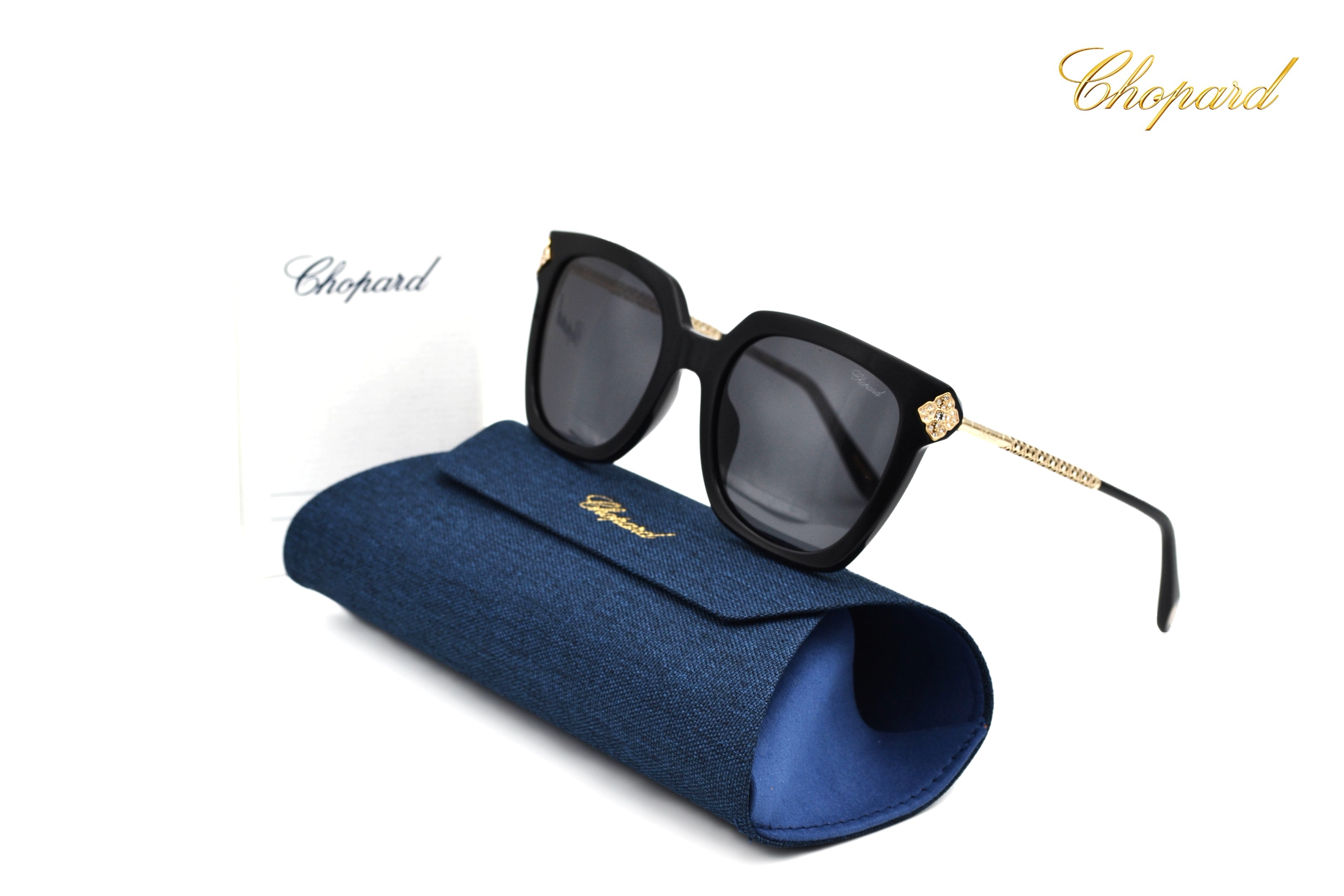 Gafas de sol Chopard SCH336S 0700 Diseño de acetato y metal dorado con cristales