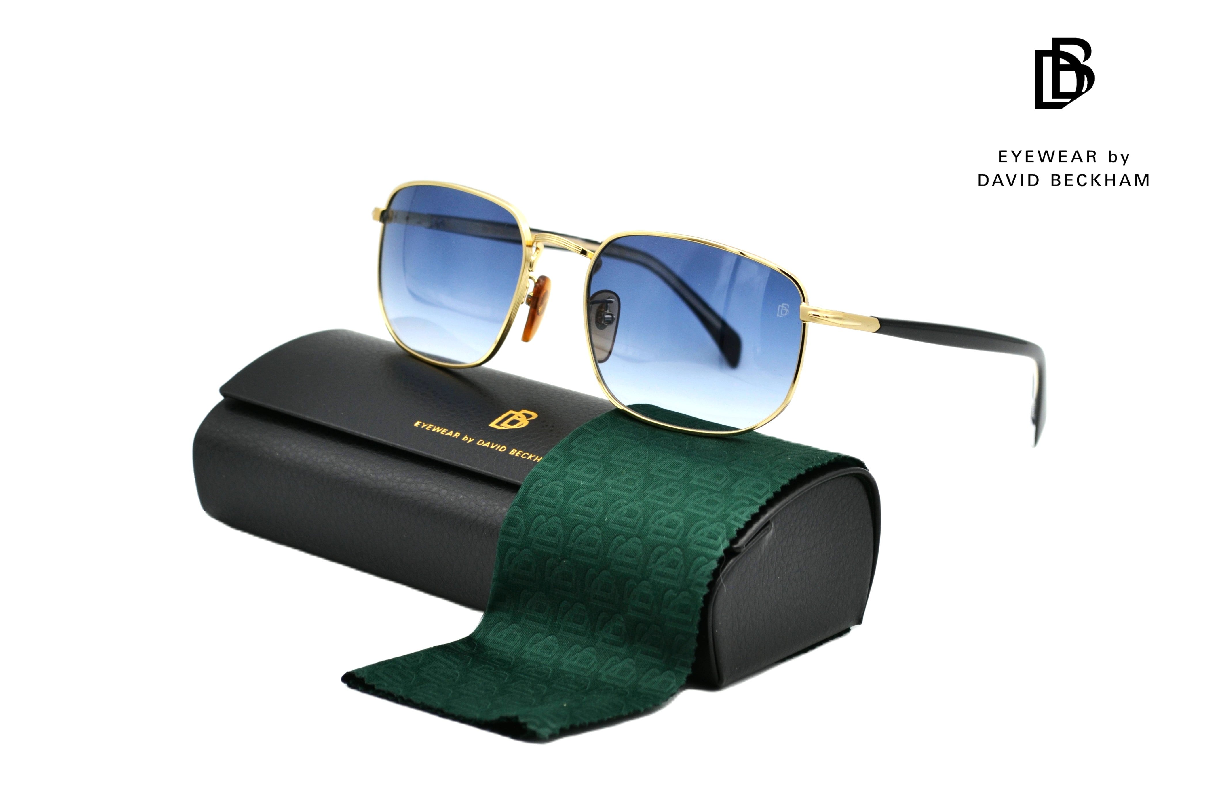 David Beckham DB1143S Sunglasses - Men's Rectangular Gold Metal Design