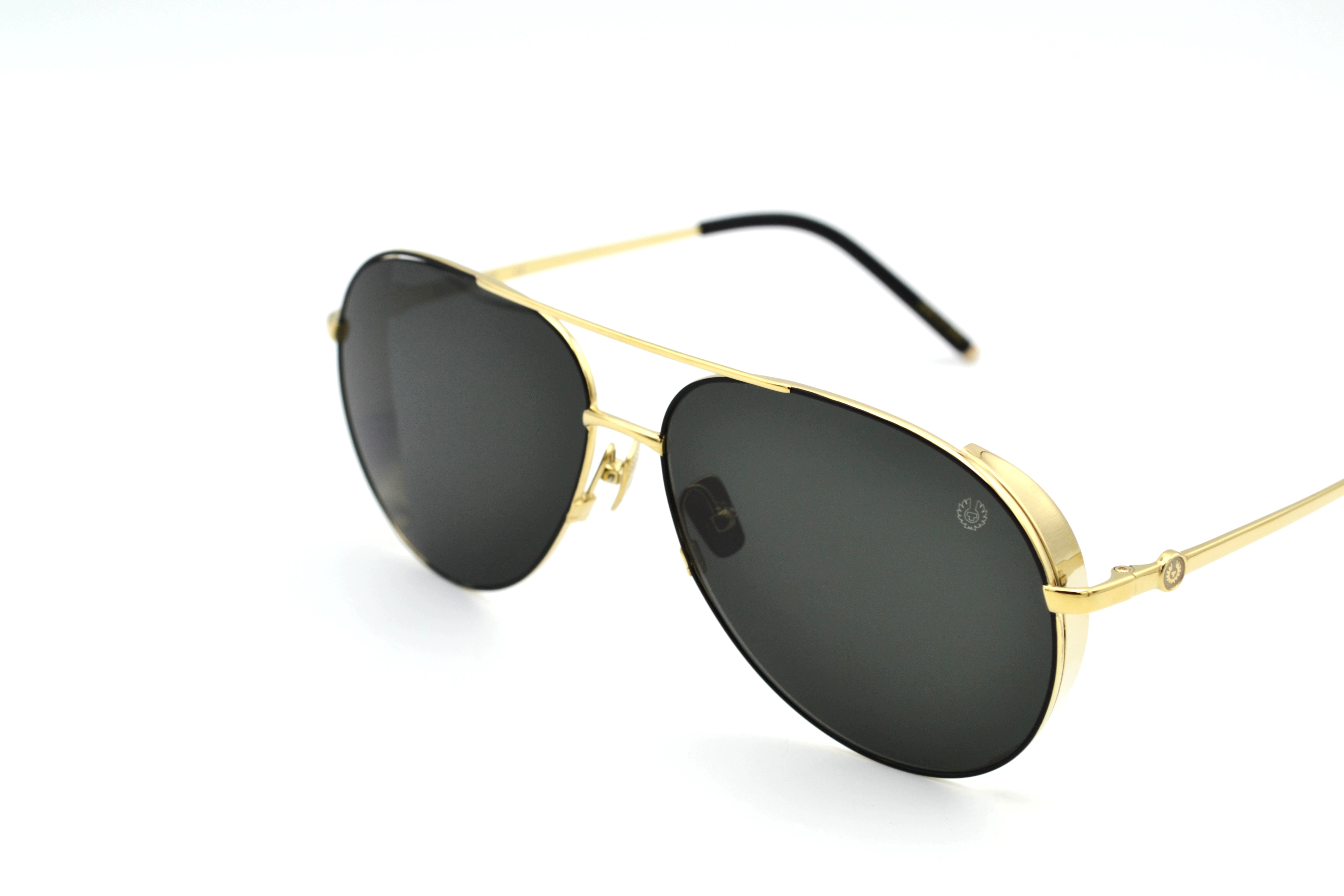 Gafas de sol Belstaff ARCHER Dorado, Diseño de aviador de metal, Fabricado en Japón