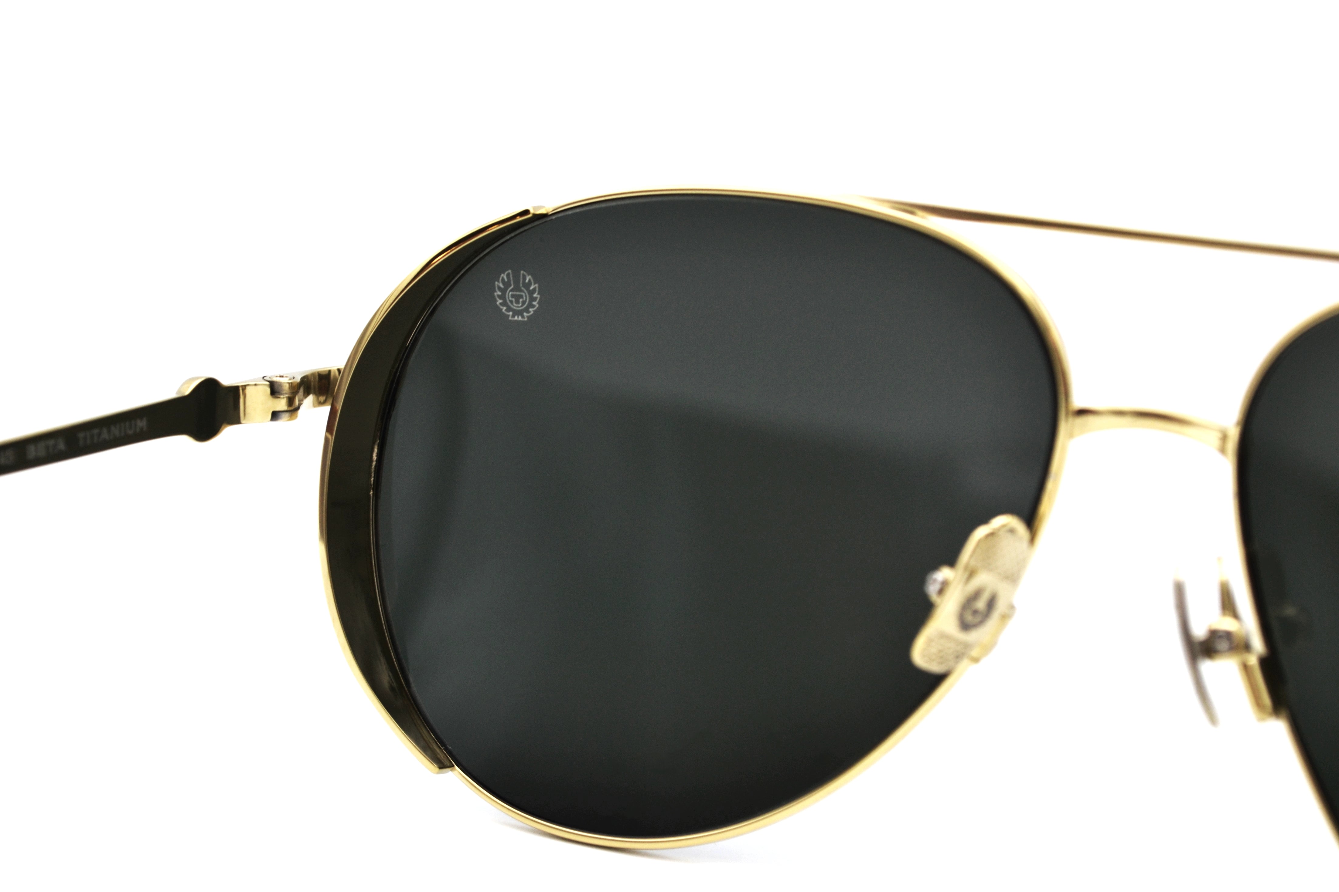 Gafas de sol Belstaff ARCHER Dorado, Diseño de aviador de metal, Fabricado en Japón