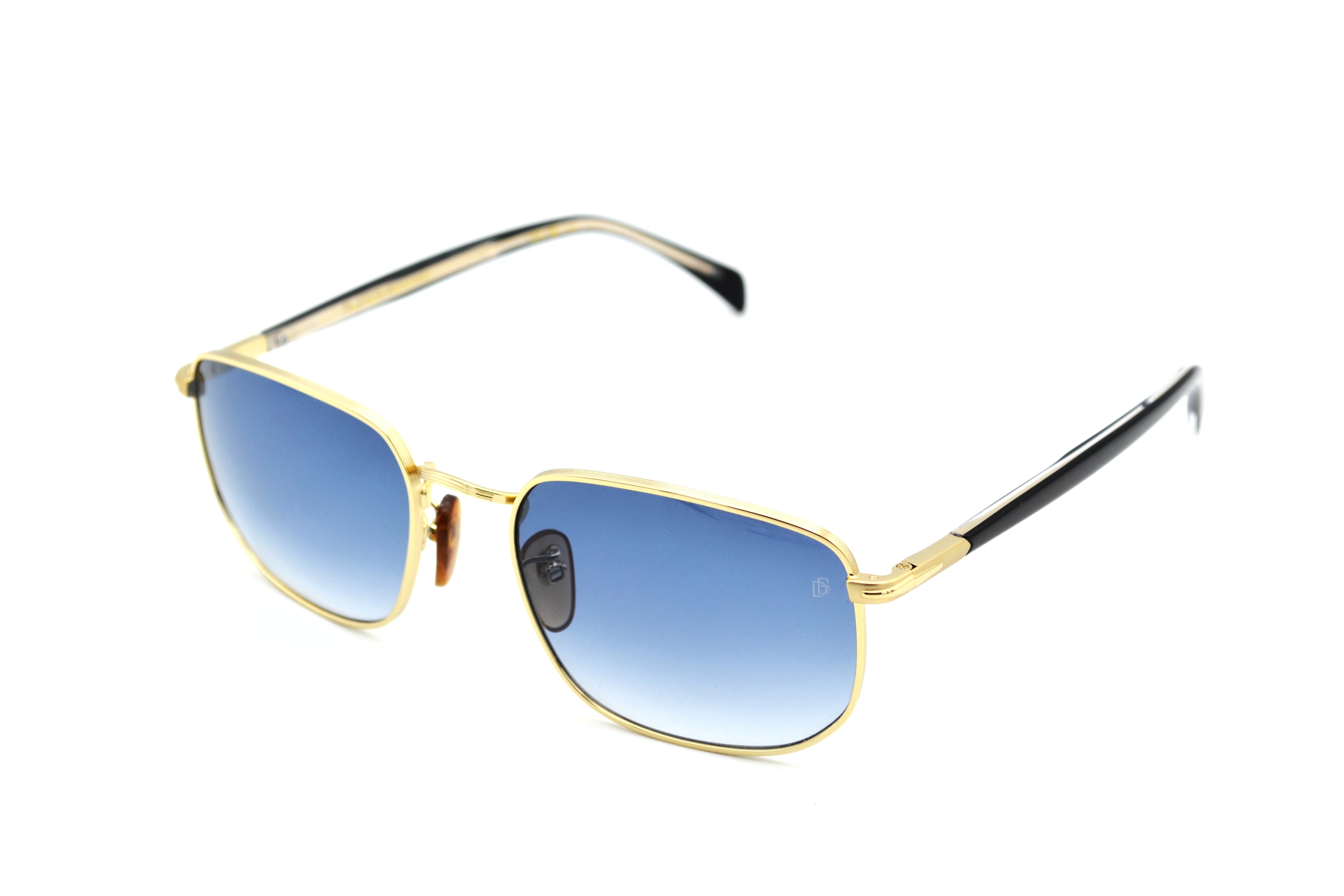 David Beckham DB1143S Sunglasses - Men's Rectangular Gold Metal Design