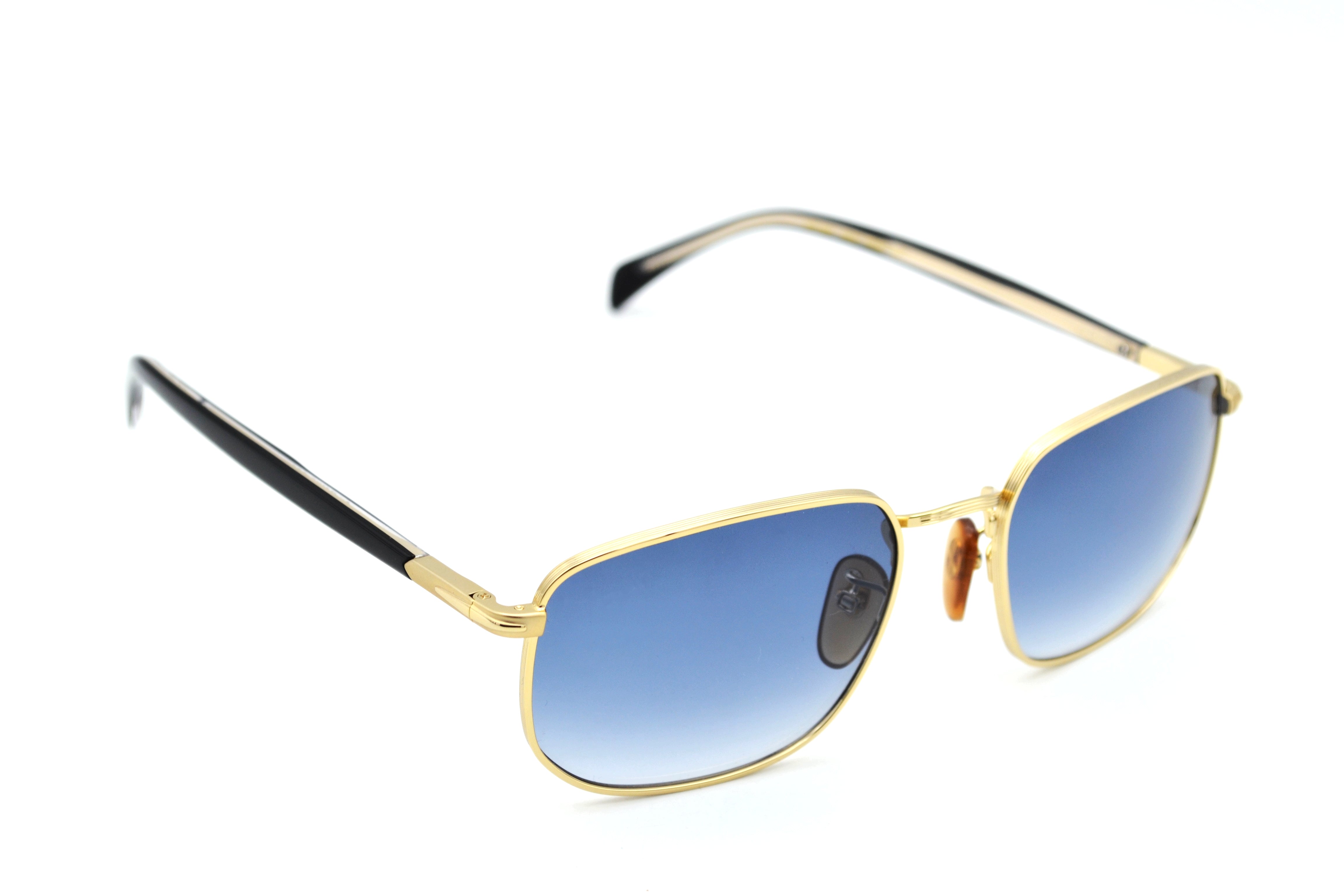 David Beckham DB1143S Sunglasses - Men's Rectangular Gold Metal Design
