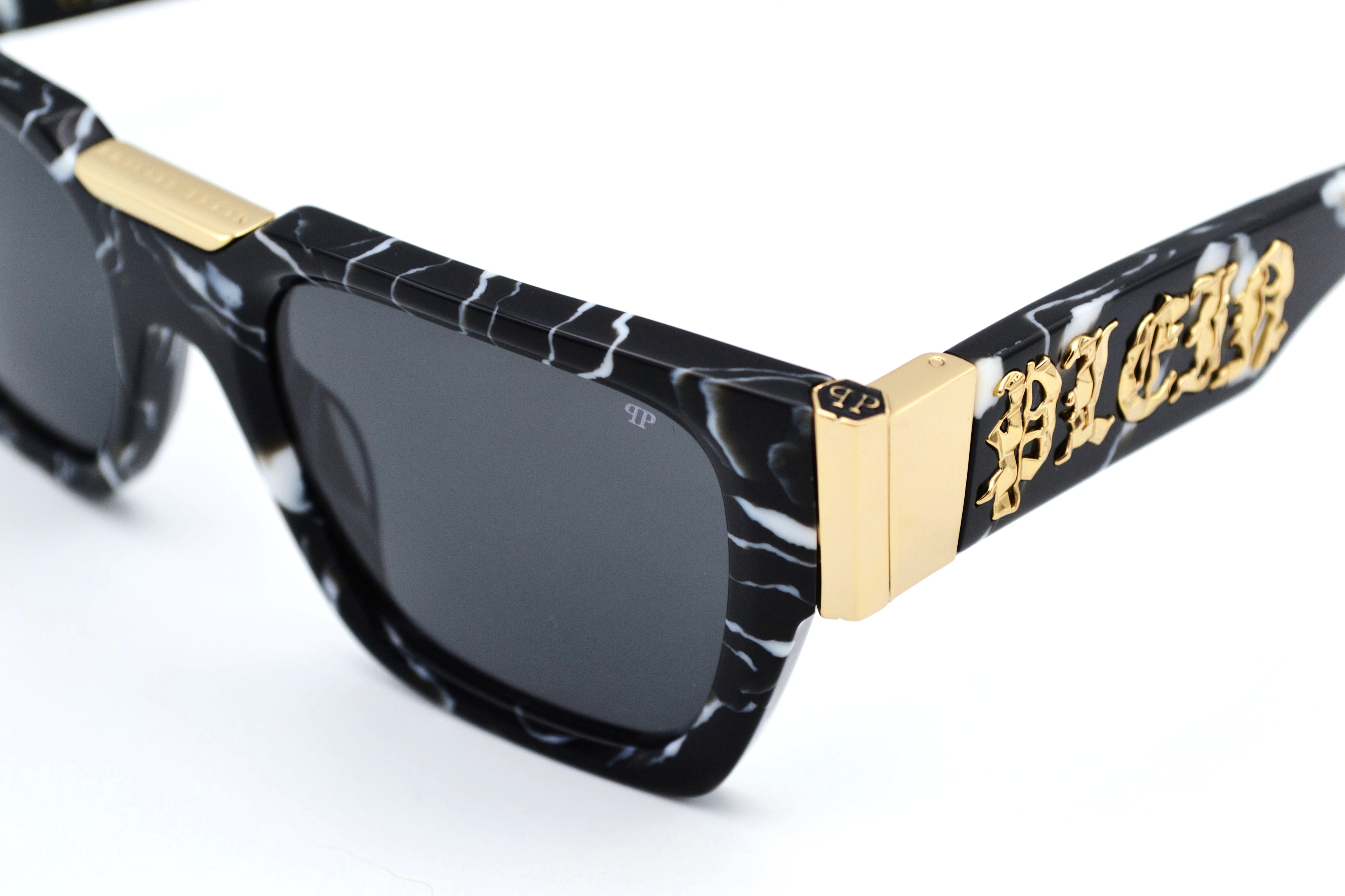 Philipp Plein Sunglasses - PLEIN GLARES SPP095 Acetate and Gold Metal Design for Men