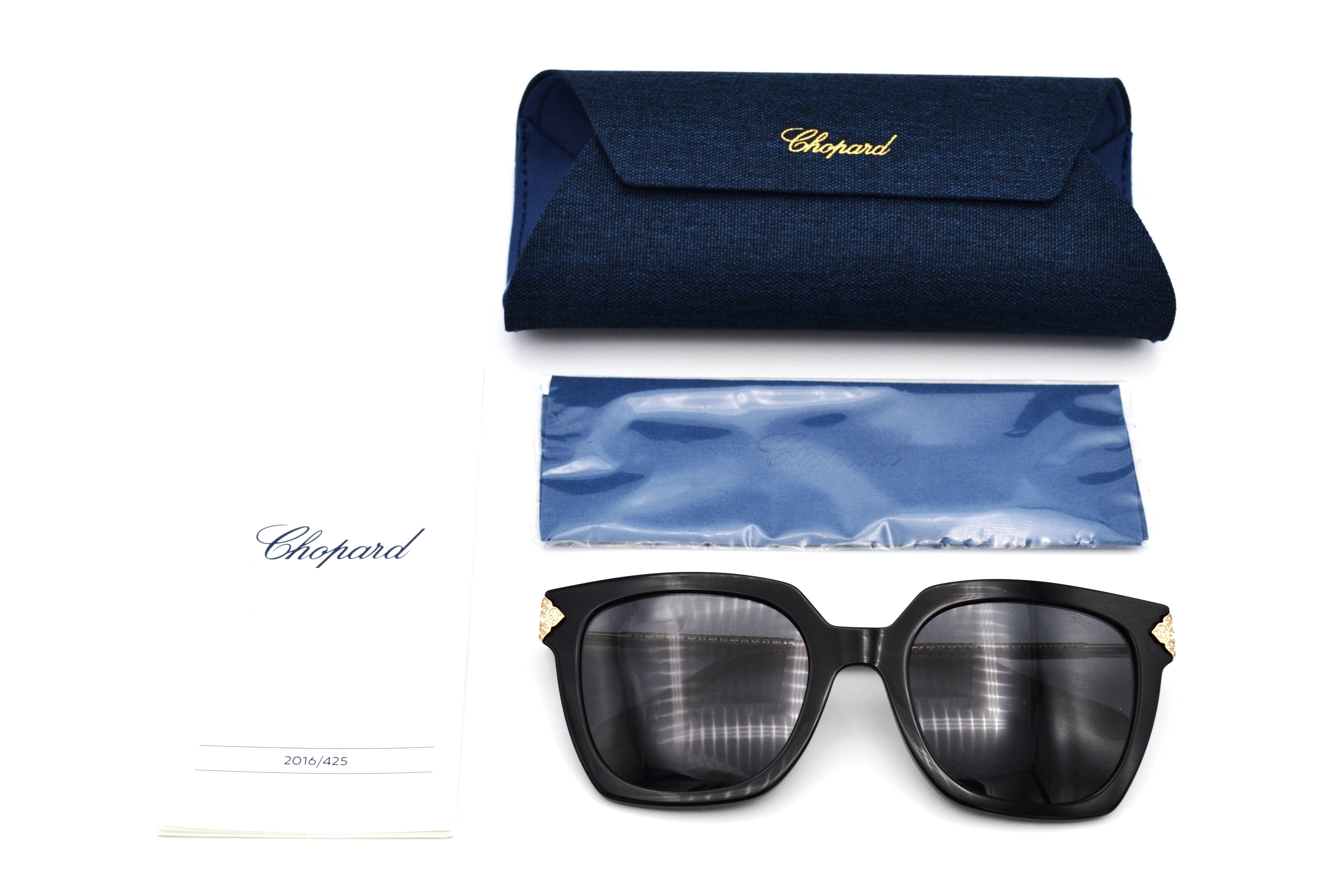 Gafas de sol Chopard SCH336S 0700 Diseño de acetato y metal dorado con cristales