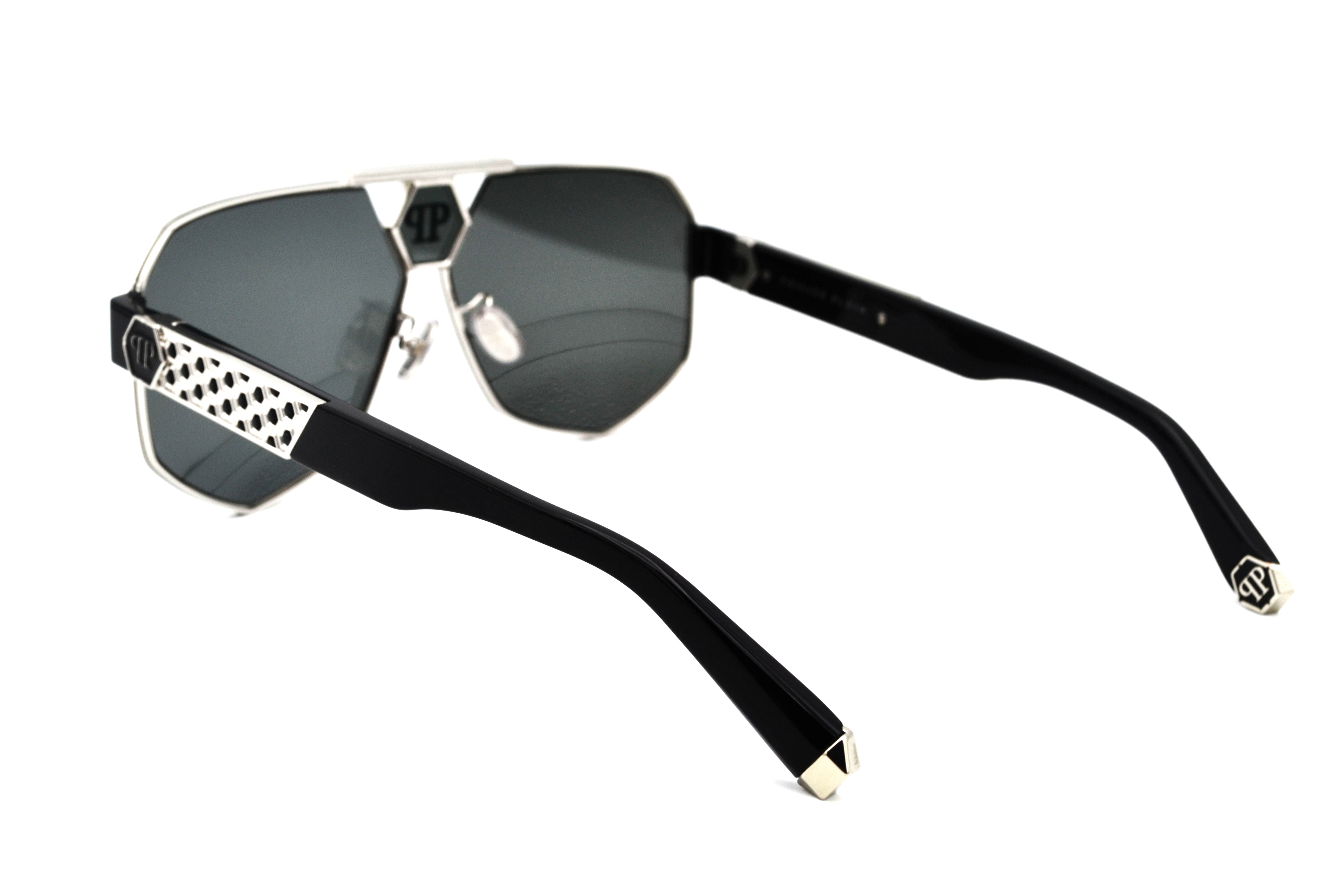 Gafas de sol Philipp Plein - Plein Badge SPP107 Diseño de metal plateado con logo, para hombre