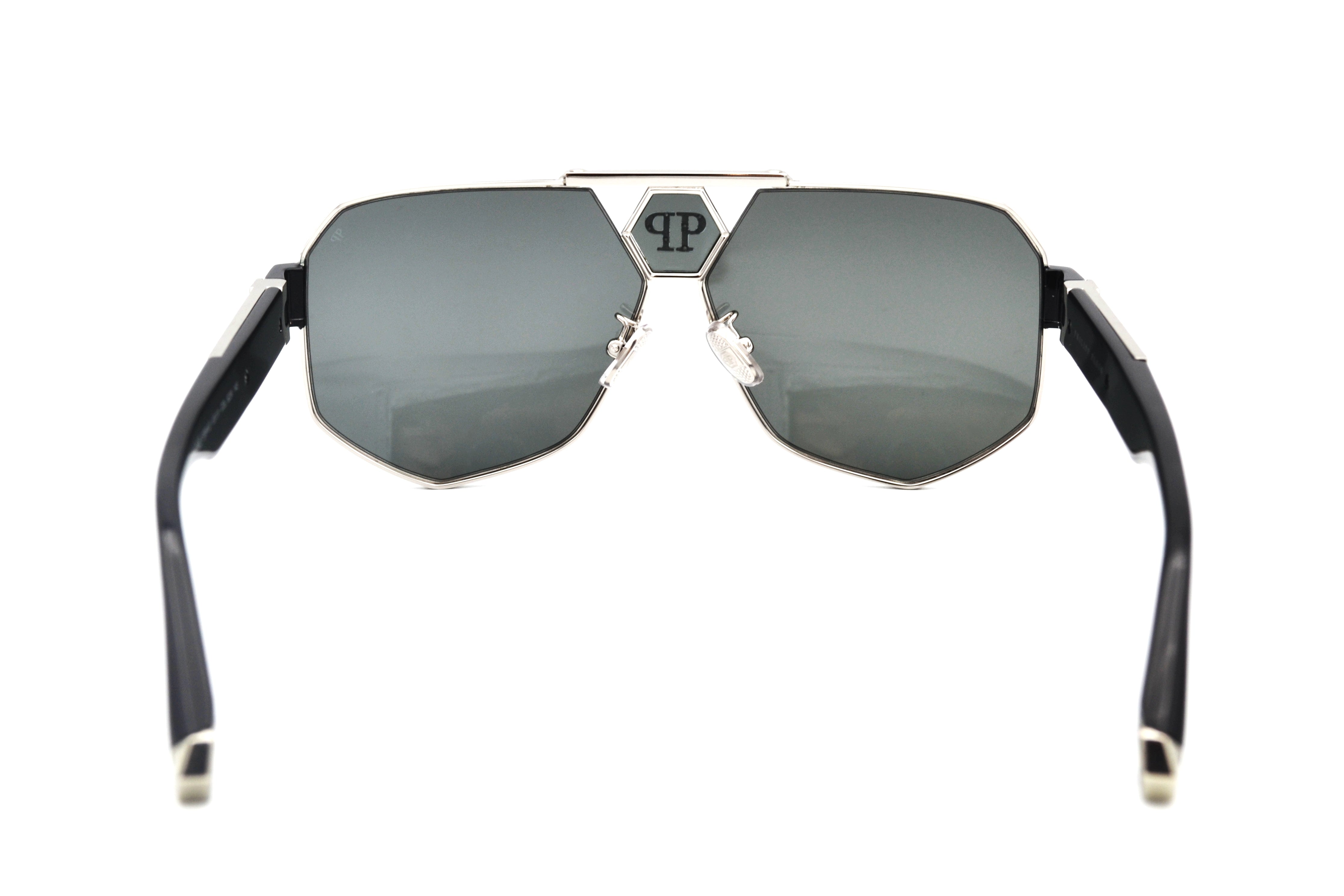 Gafas de sol Philipp Plein - Plein Badge SPP107 Diseño de metal plateado con logo, para hombre