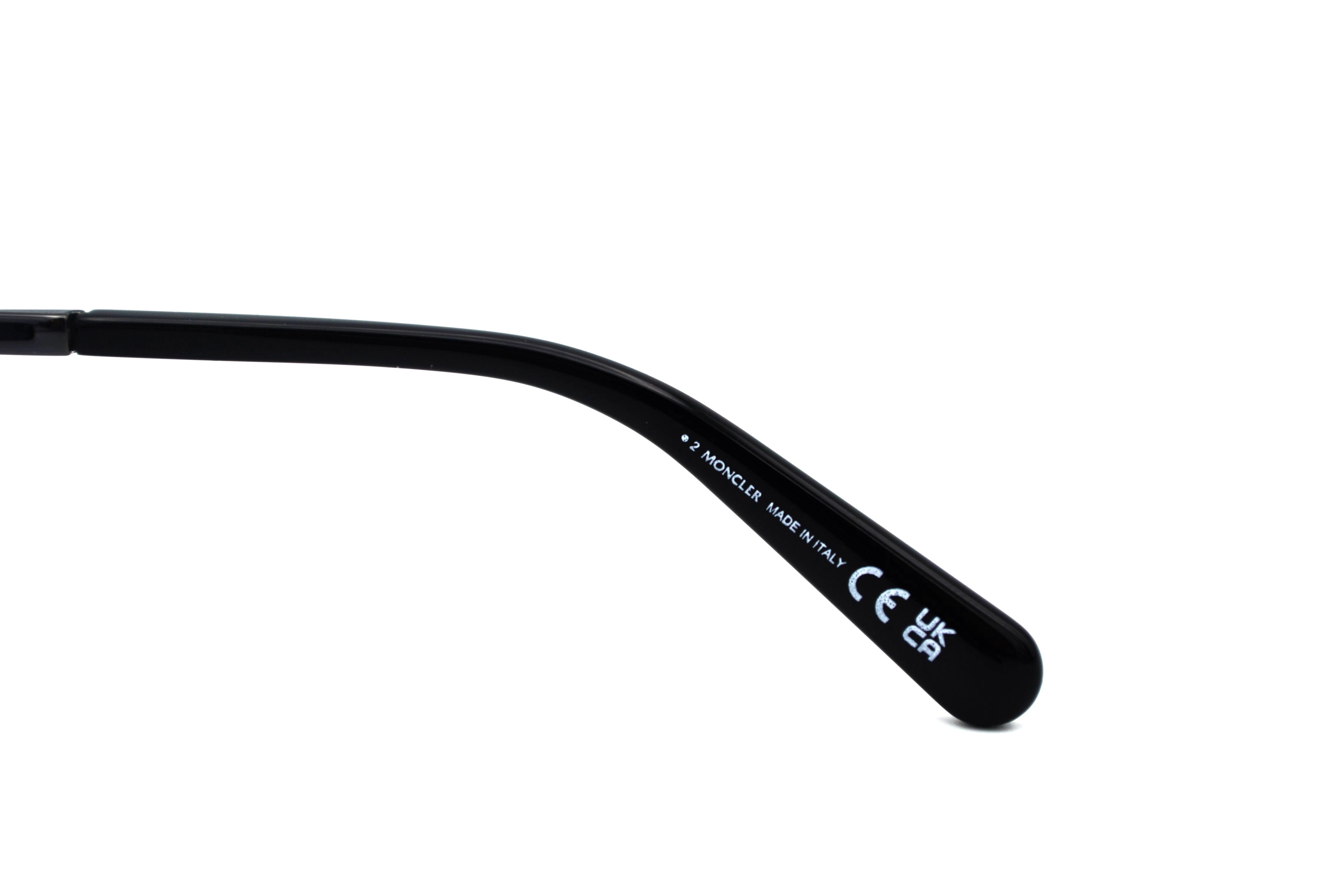 Moncler Gattion ML0287 08V Sunglasses - Polarized Lenses, Rectangular Metal and Leather Design