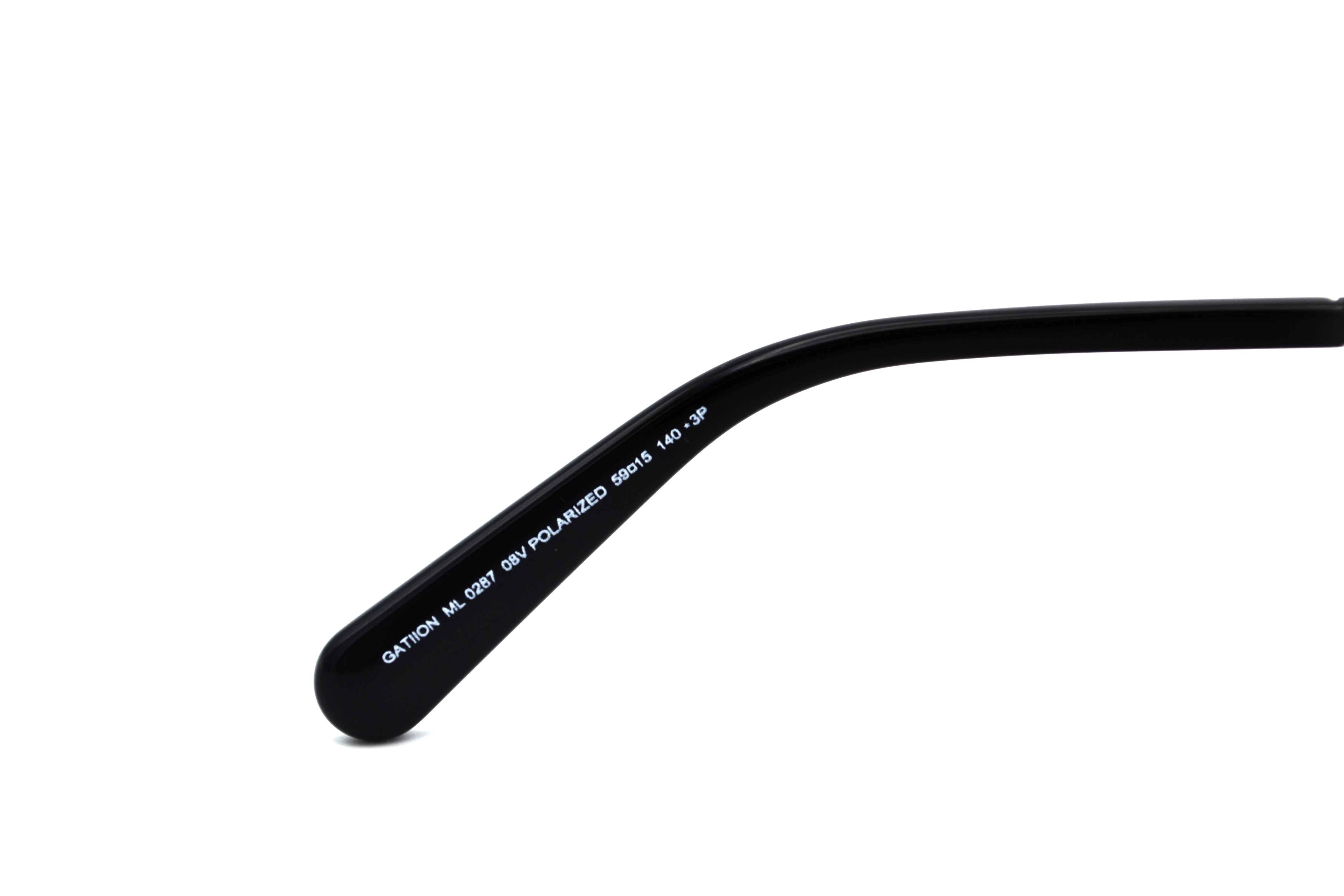Moncler Gattion ML0287 08V Sunglasses - Polarized Lenses, Rectangular Metal and Leather Design
