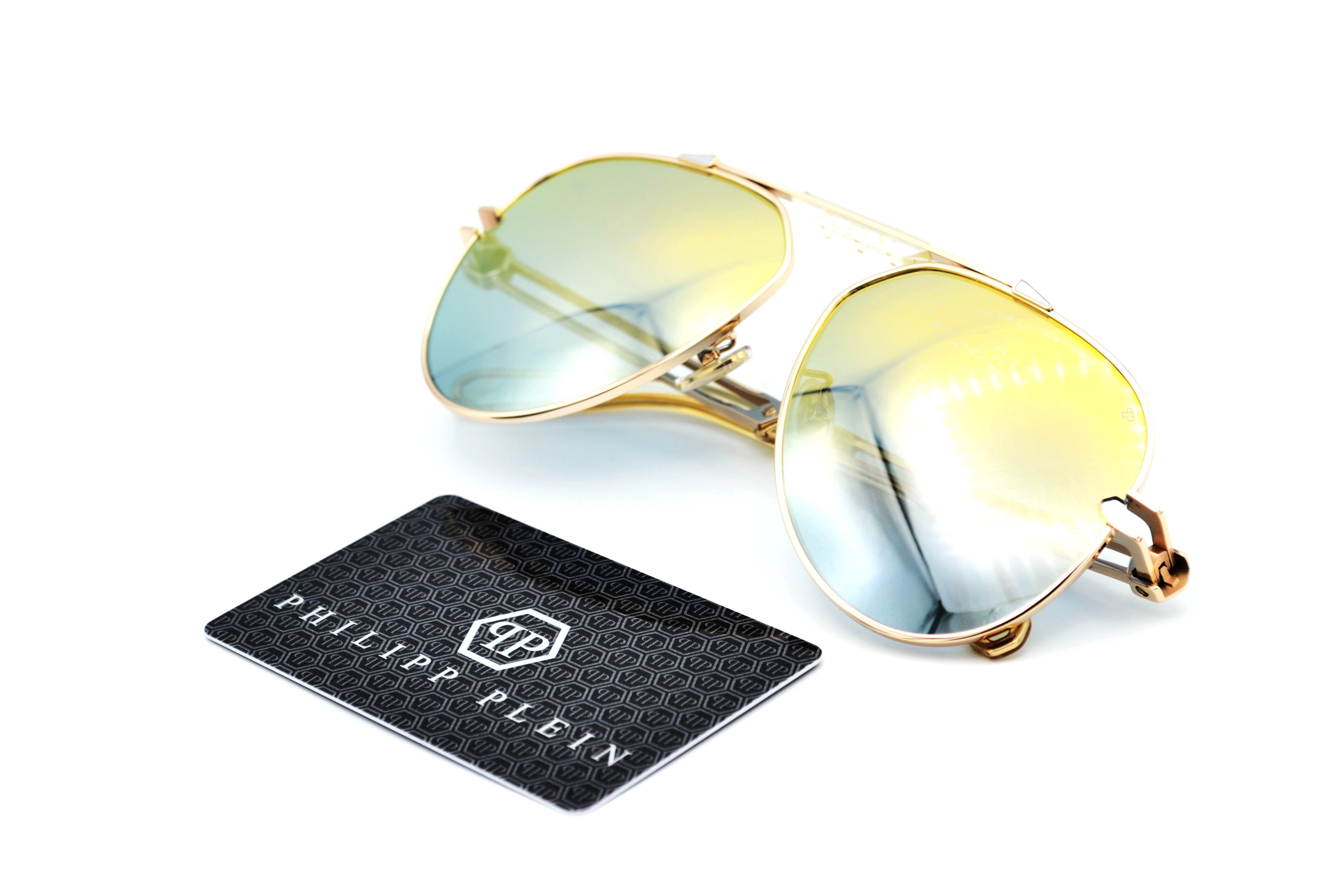 Philipp Plein Sunglasses - GOLDEN PLEIN SEVENTIES SPP048 Men's Gold Metal Design