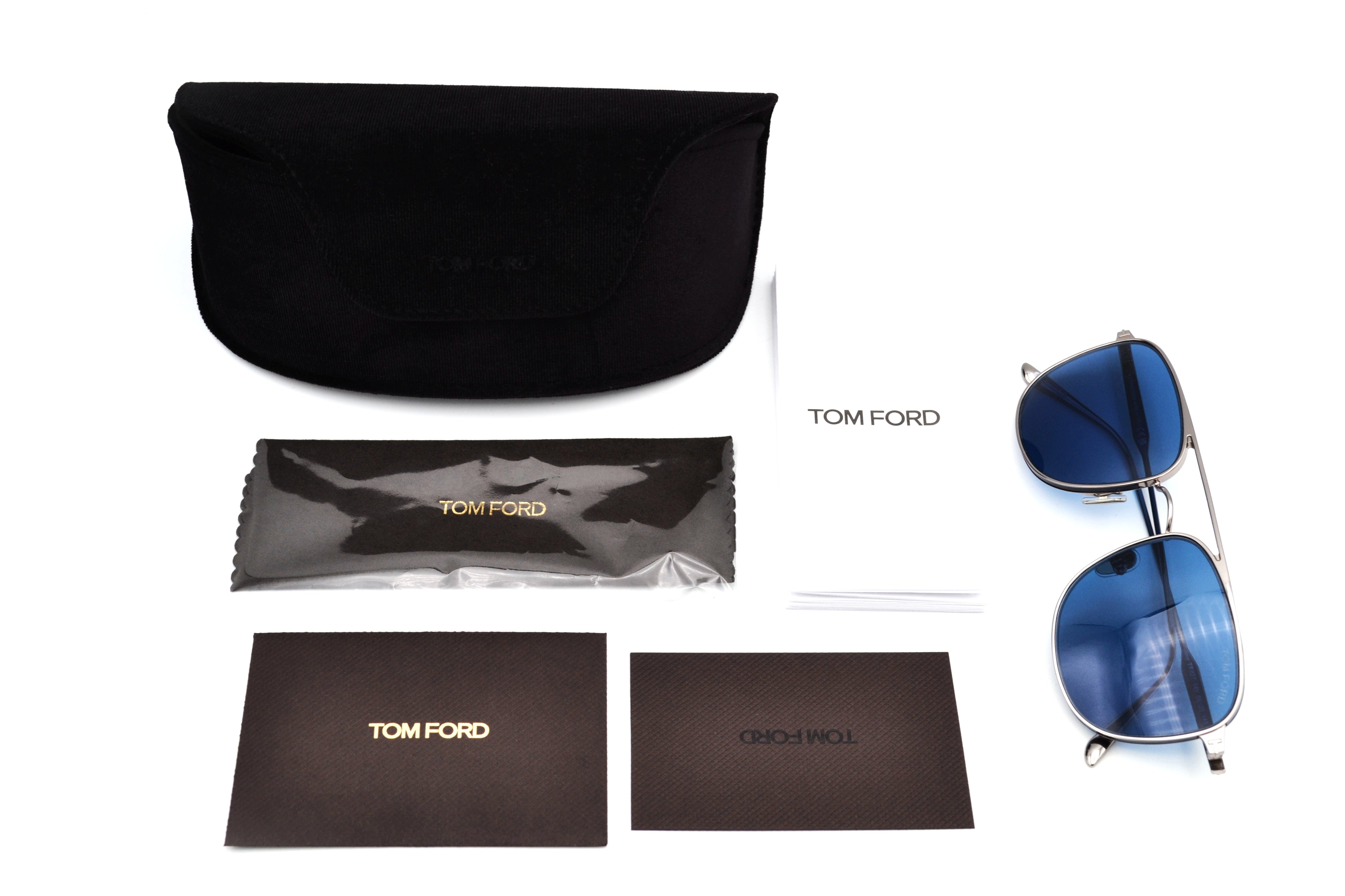 Gafas de sol Tom Ford JAKE TF827 14V - Diseño rectangular de metal plateado