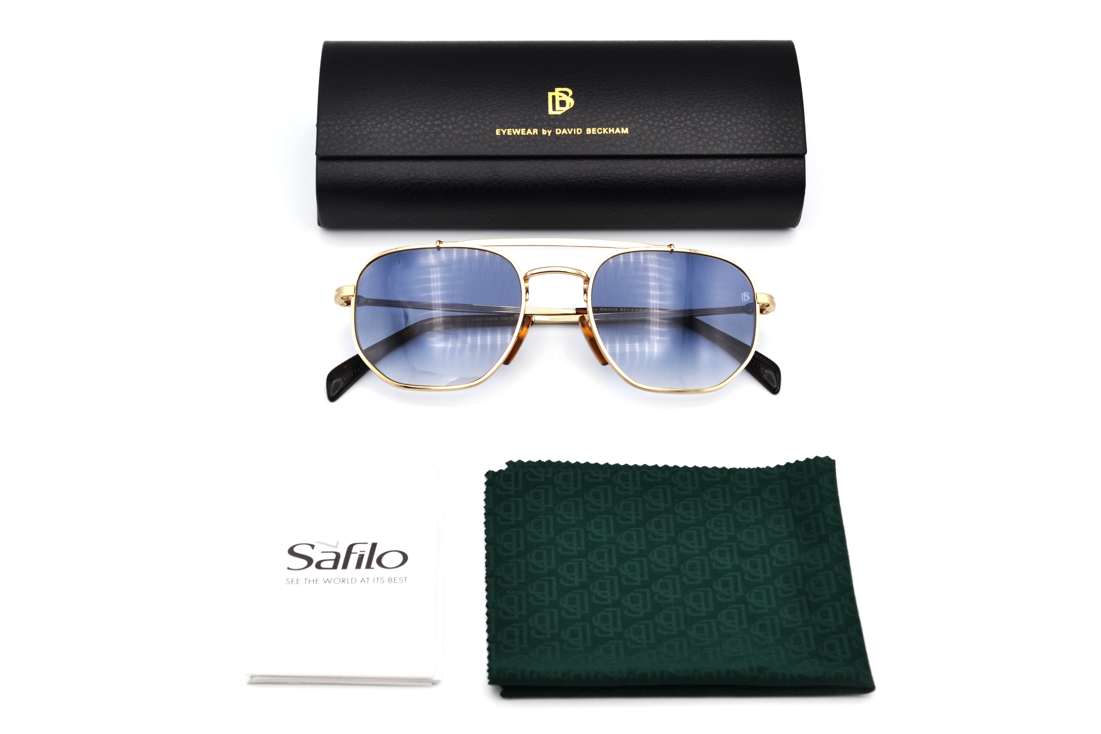 David Beckham DB1079S Sunglasses - Men's Rectangular Gold Metal Design