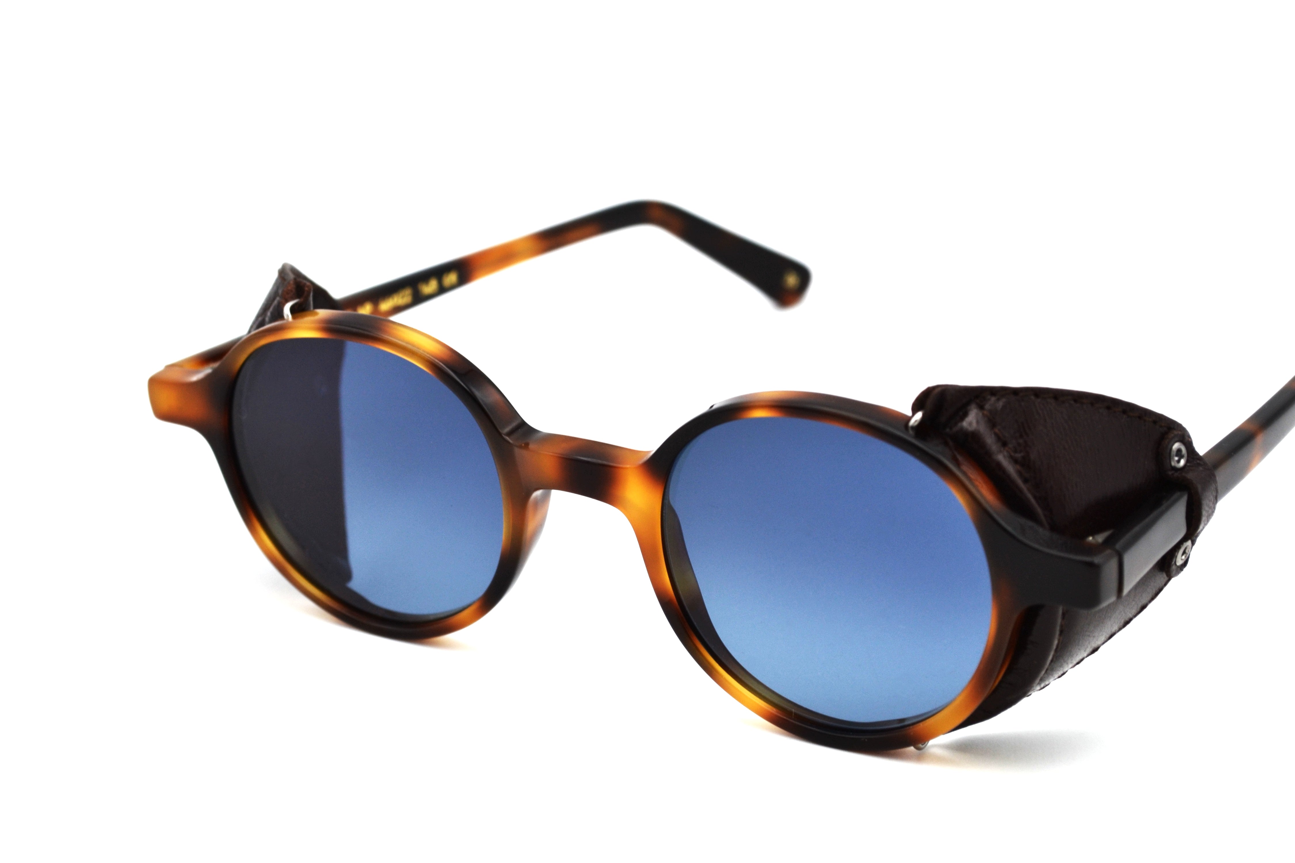 Gafas de sol L.G.R. Reunion Flap, Diseño de acetato y cuero - fabricado a mano en Italia - Unisex