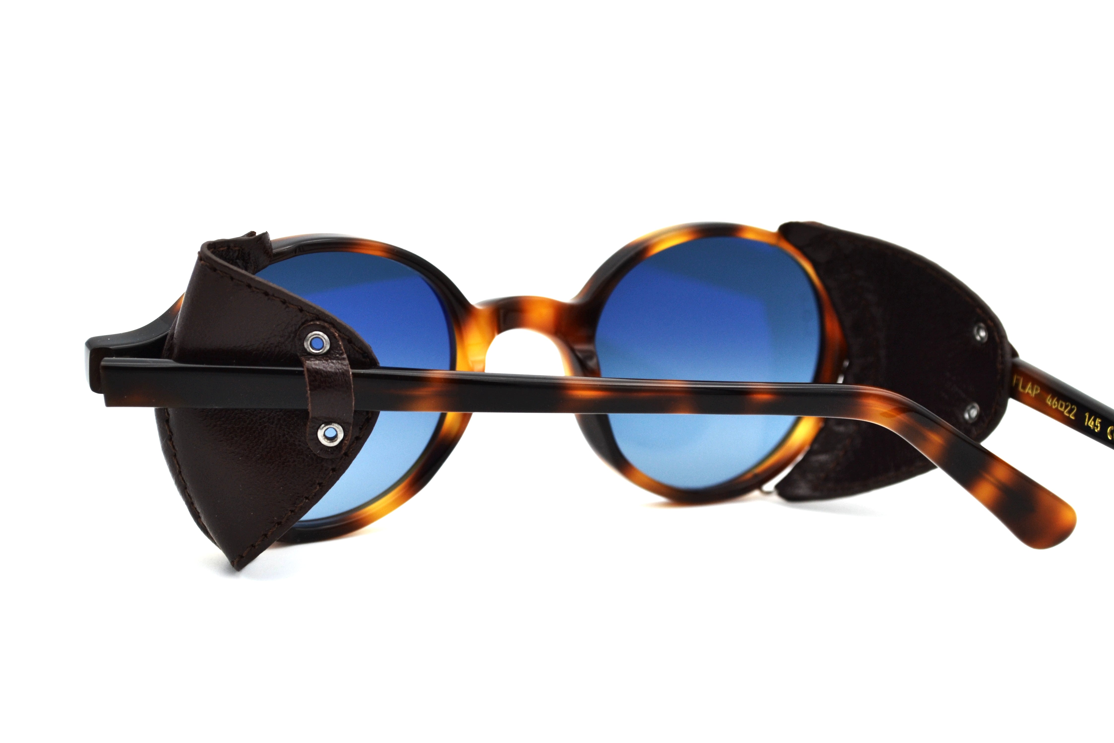Gafas de sol L.G.R. Reunion Flap, Diseño de acetato y cuero - fabricado a mano en Italia - Unisex