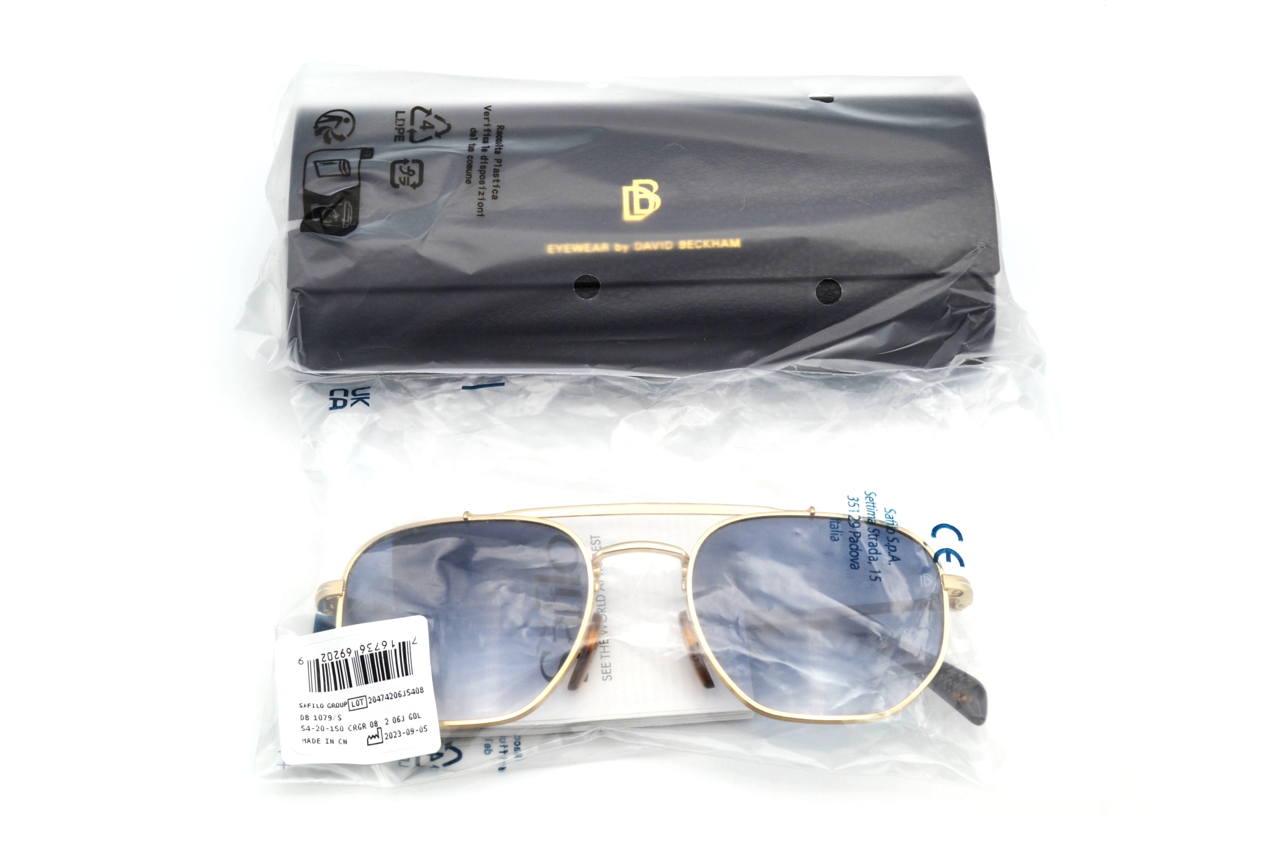 David Beckham DB1079S Sunglasses - Men's Rectangular Gold Metal Design