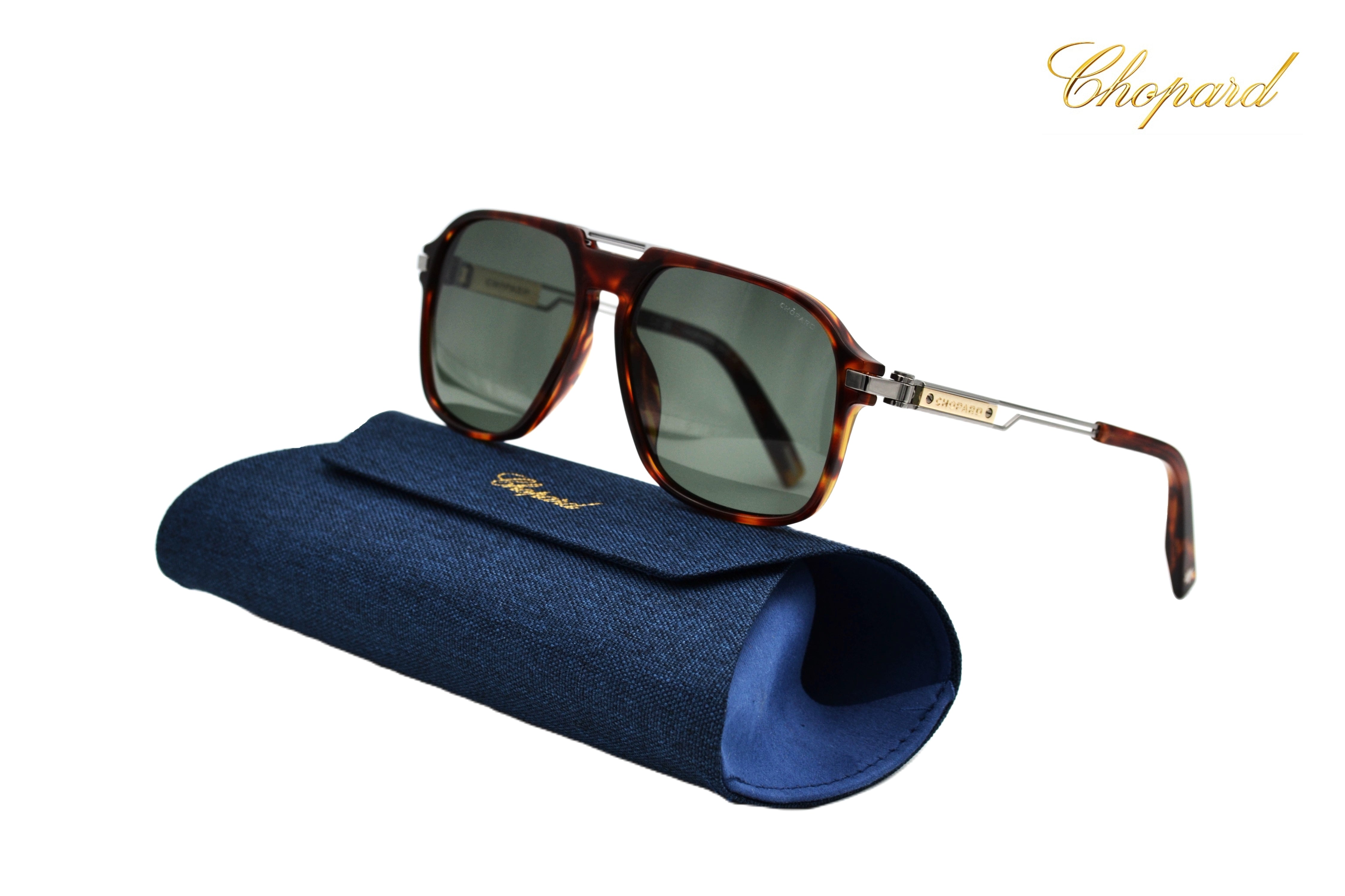 Gafas de sol Chopard SCH347 909P Lentes Polarizadas Diseño de aviador dorado y plateado