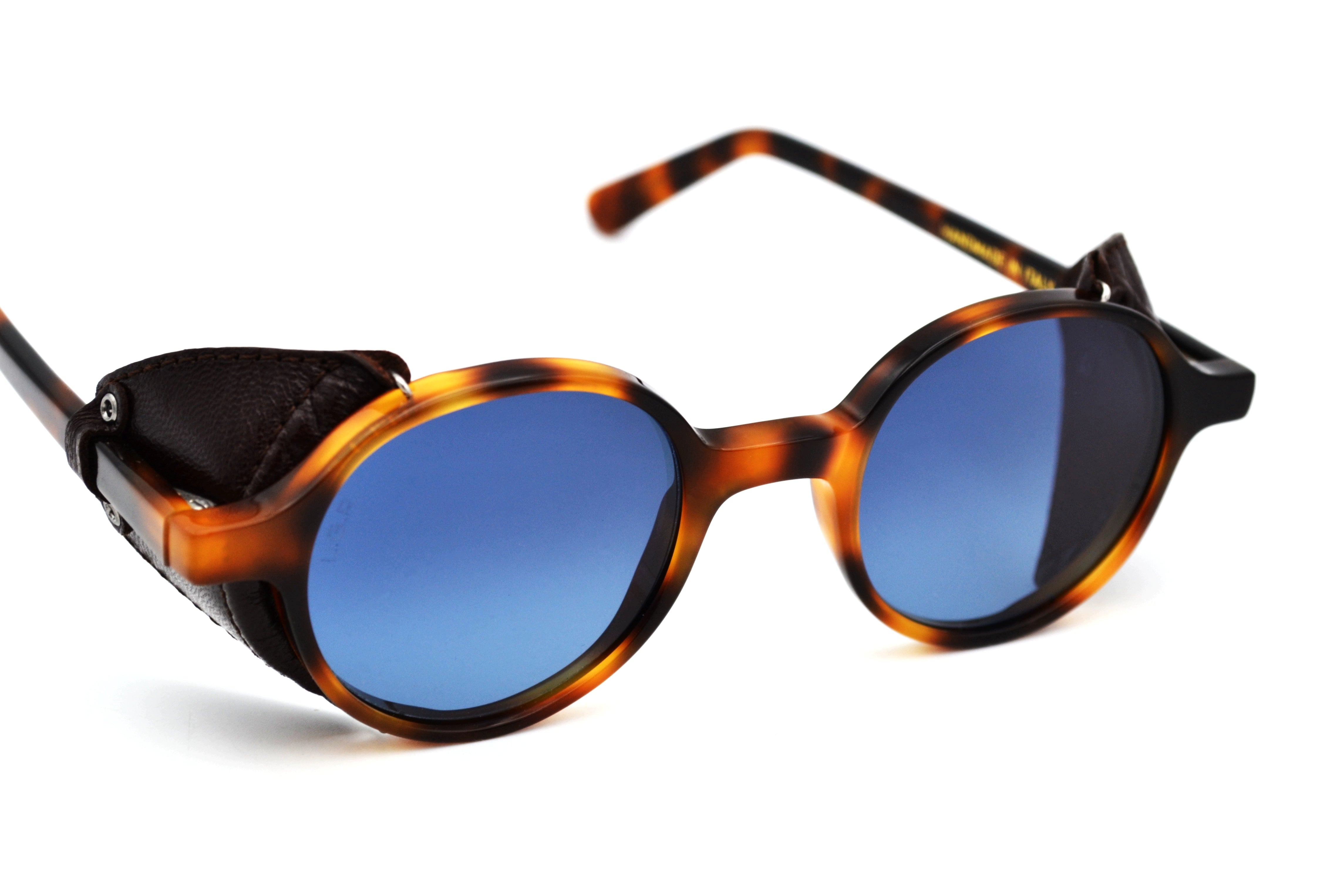 Gafas de sol L.G.R. Reunion Flap, Diseño de acetato y cuero - fabricado a mano en Italia - Unisex