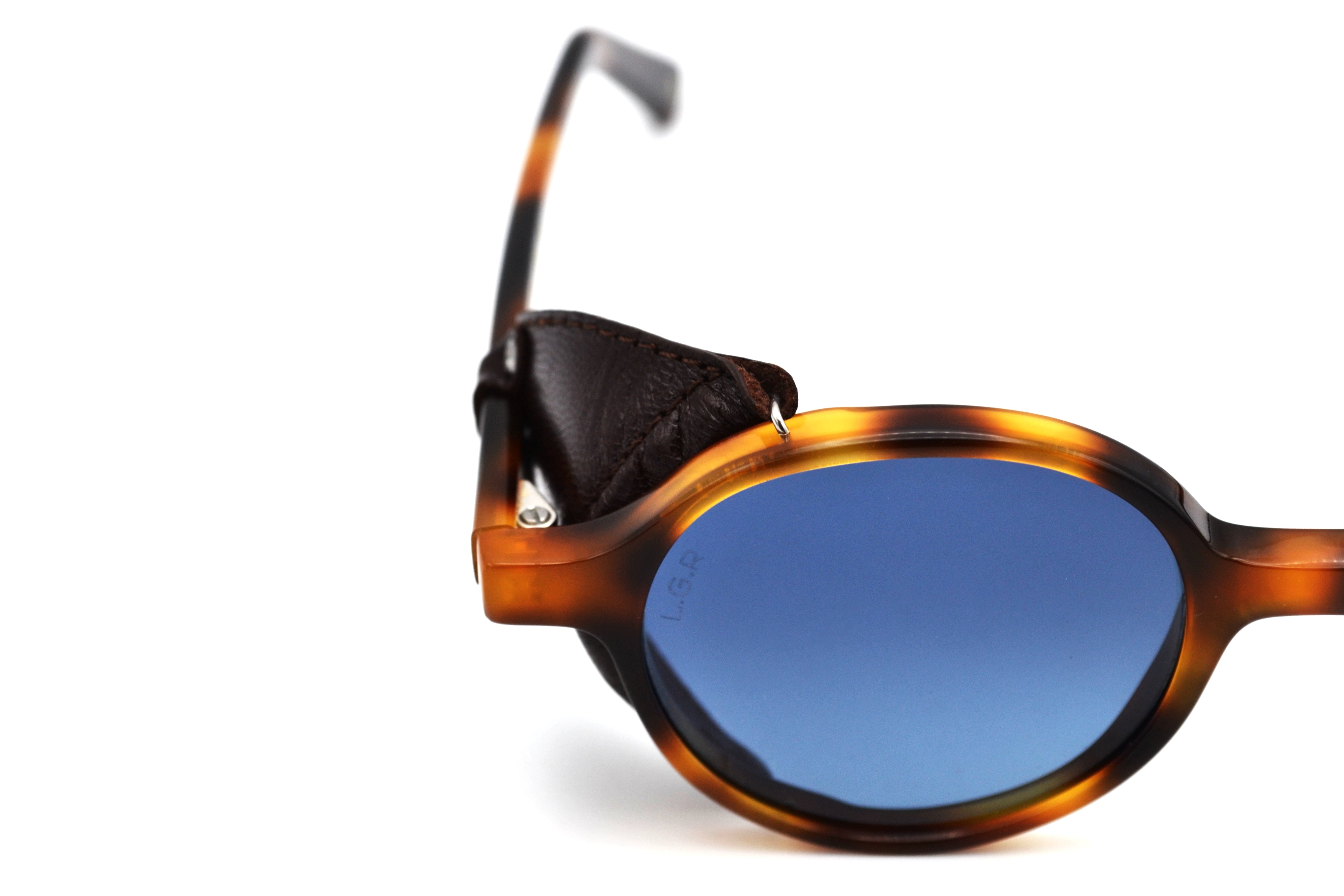Gafas de sol L.G.R. Reunion Flap, Diseño de acetato y cuero - fabricado a mano en Italia - Unisex