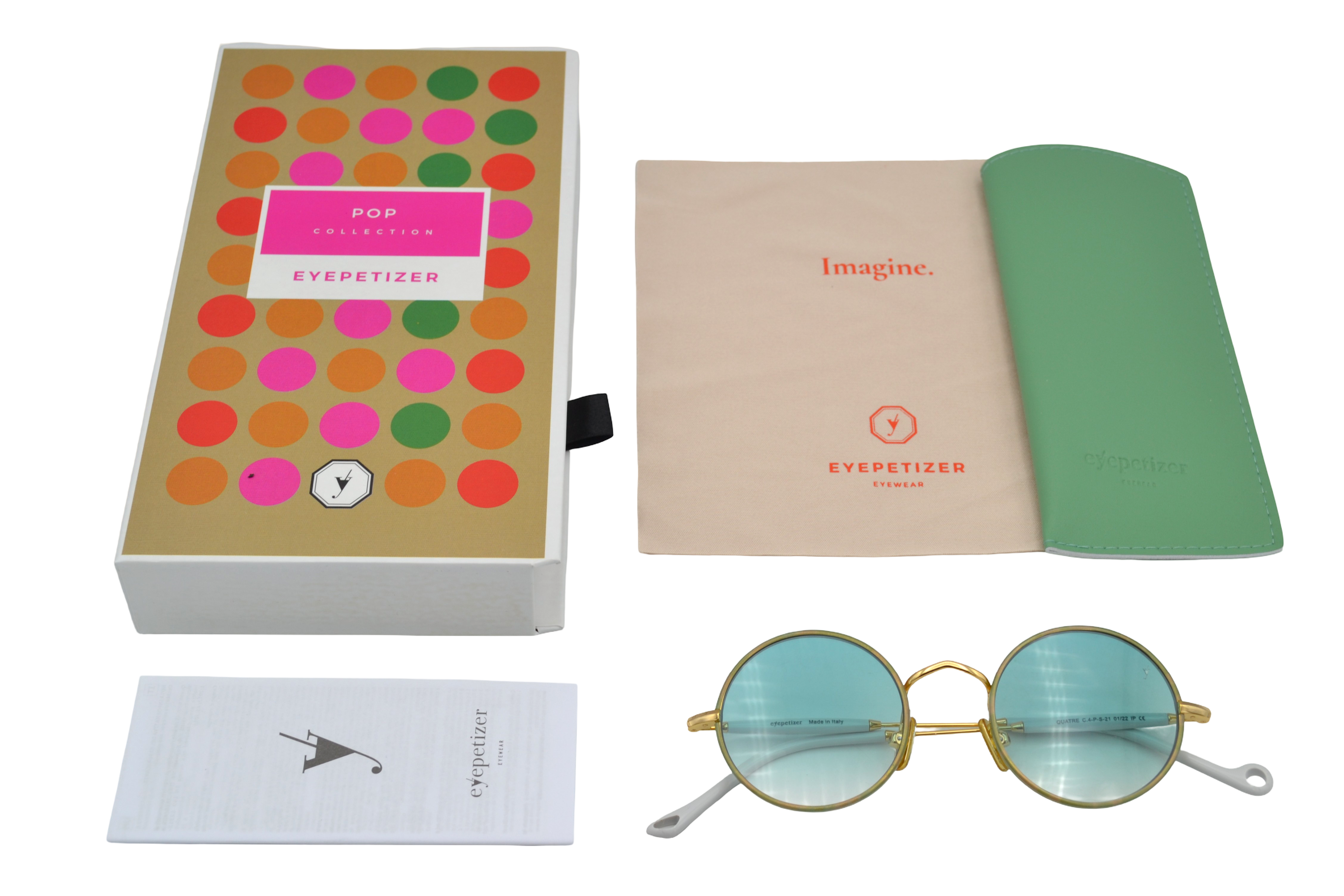 Gafas de sol Eyepetizer- QUATRE diseño redondeado de metal dorado, para mujer