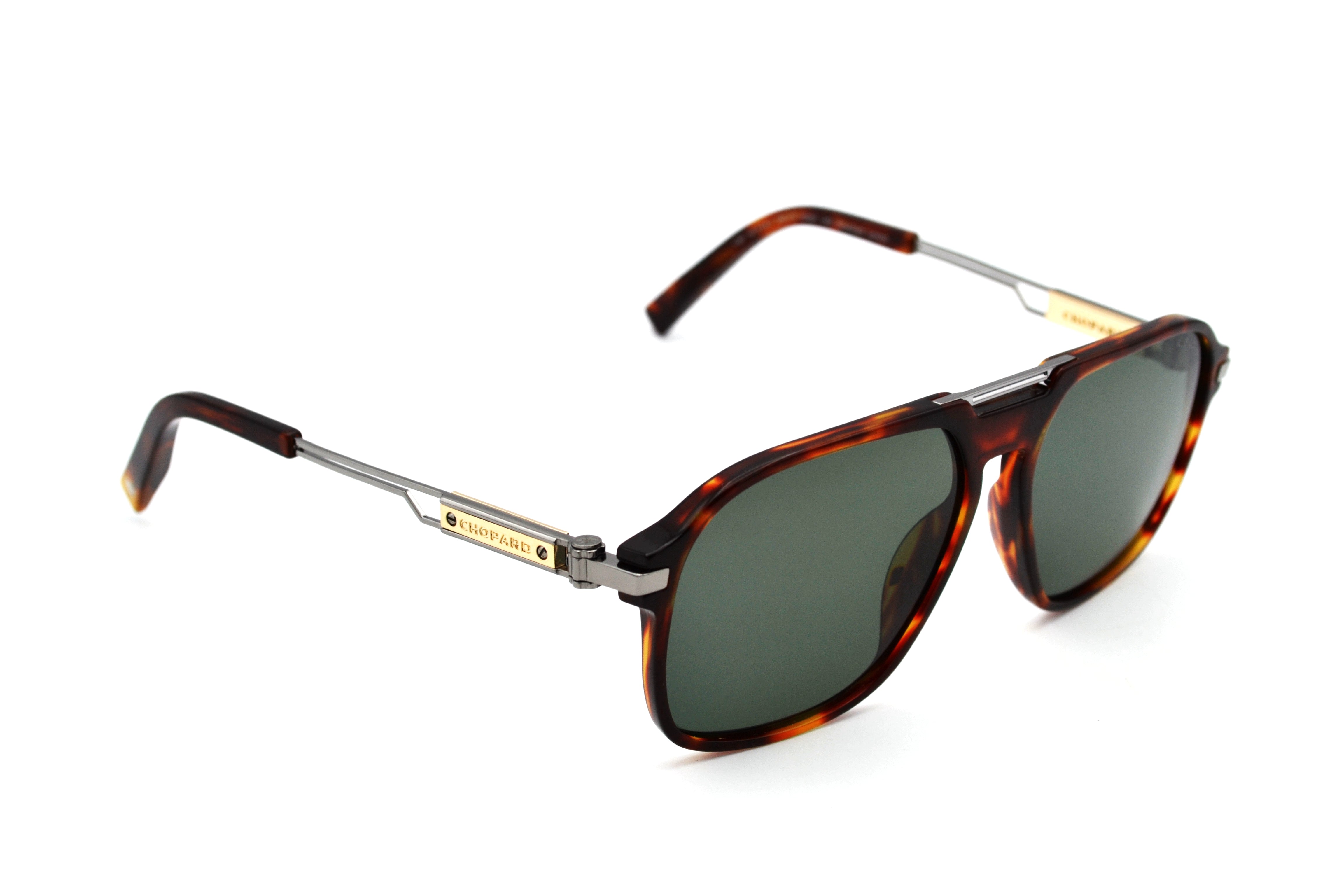 Gafas de sol Chopard SCH347 909P Lentes Polarizadas Diseño de aviador dorado y plateado
