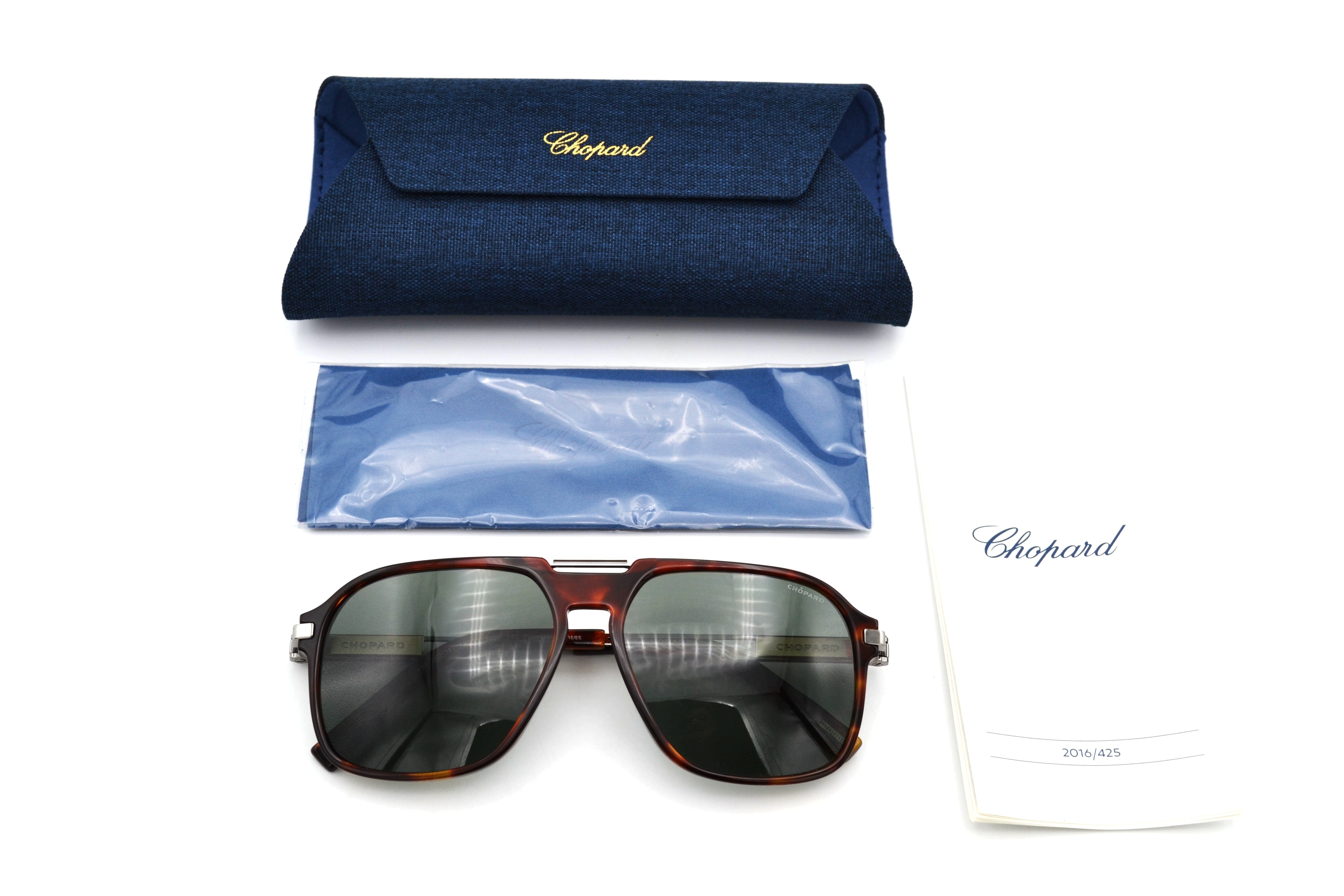 Gafas de sol Chopard SCH347 909P Lentes Polarizadas Diseño de aviador dorado y plateado