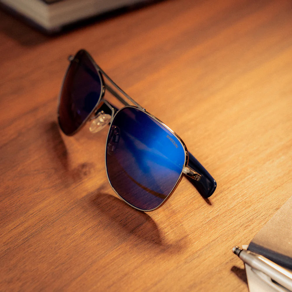 Gafas de sol RANDOLPH Holiday diseño de metal plateado para hombre