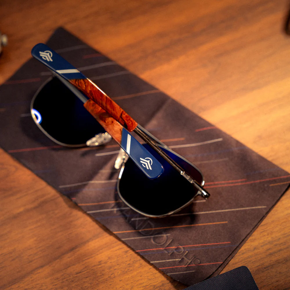 Gafas de sol RANDOLPH Holiday diseño de metal plateado para hombre