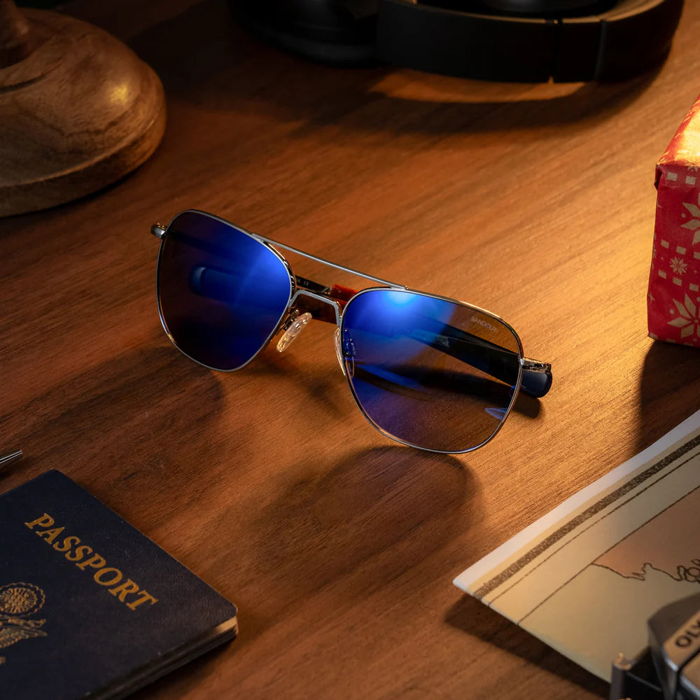 Gafas de sol RANDOLPH Holiday diseño de metal plateado para hombre