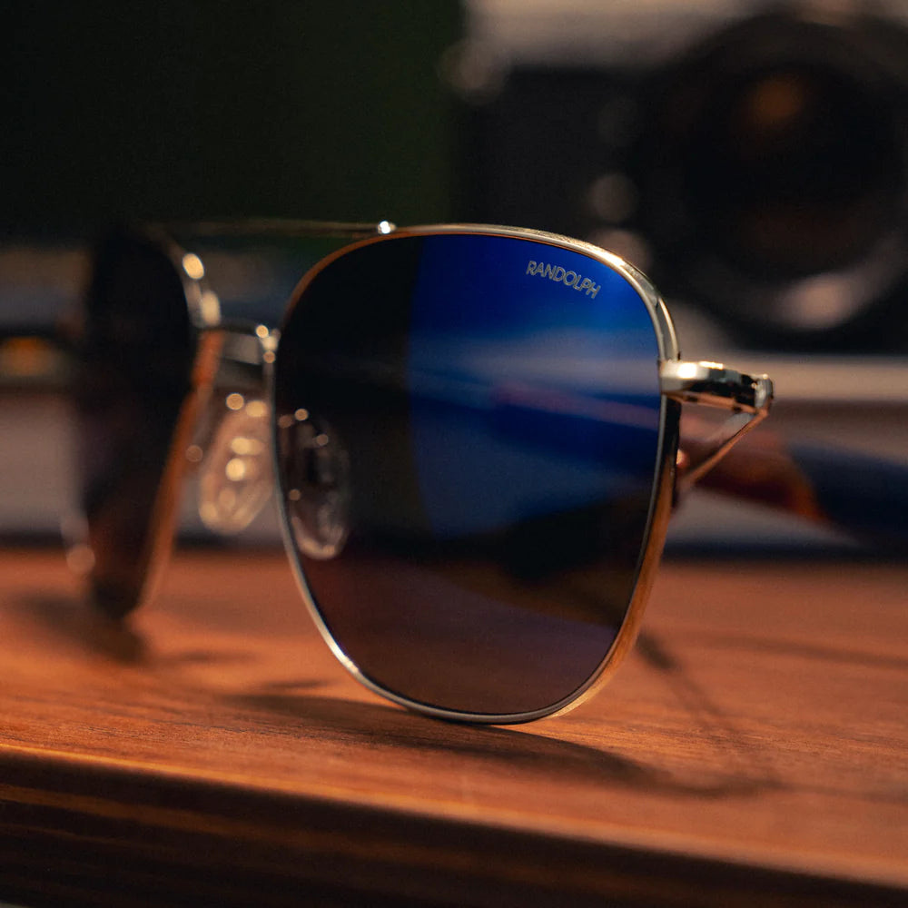 Gafas de sol RANDOLPH Holiday diseño de metal plateado para hombre