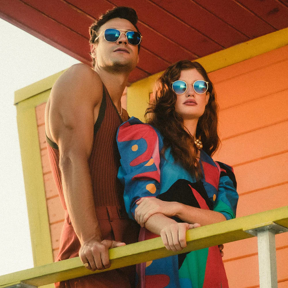 Gafas de sol RANDOLPH Aviator - 23k Gold & Cobalt unisex