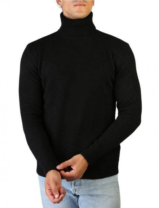 100% cashmere sweater, Made in Italy with high neck, black color